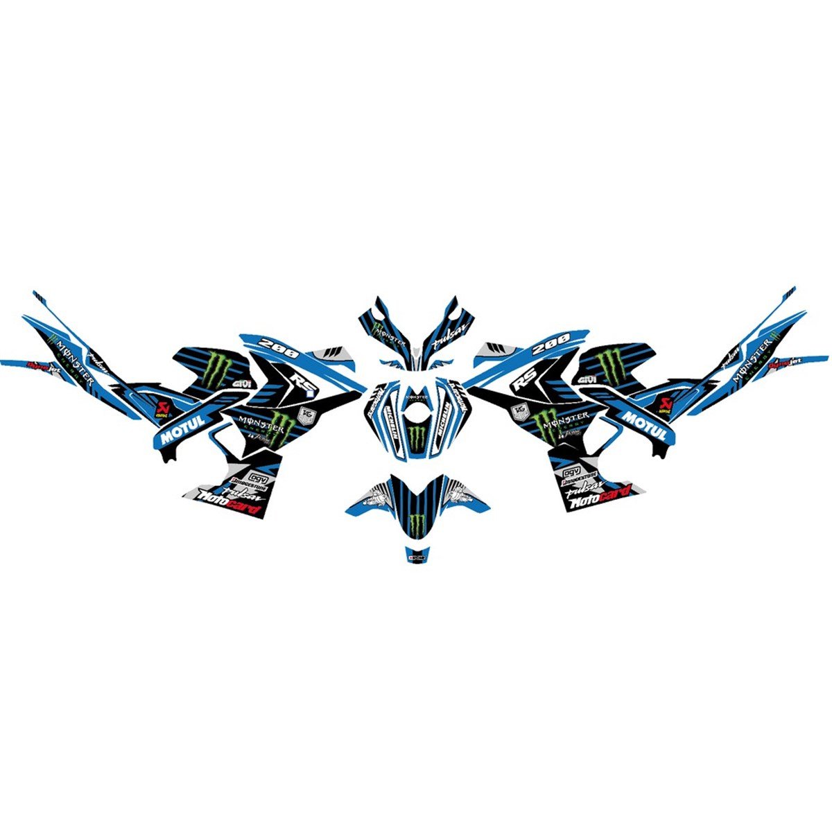 Bajaj RS200 Monster Full Takım Sticker Etiket Modeli