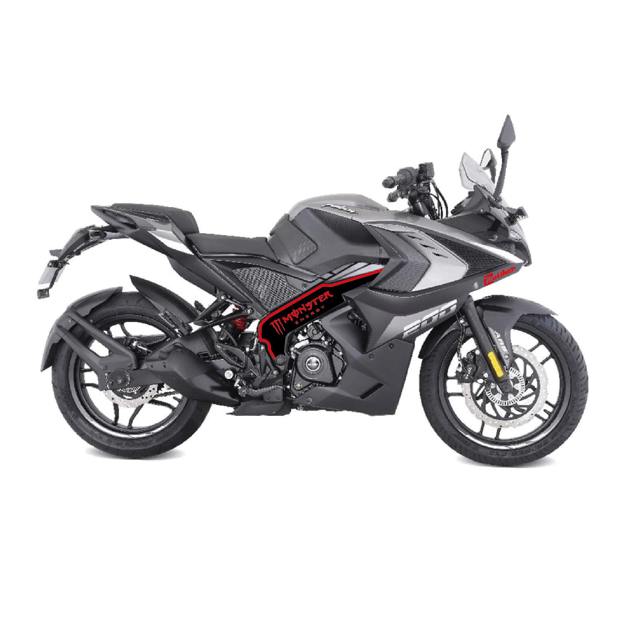 Bajaj RS200 Monster Siyah Kırmızı Sticker Etiket Modeli