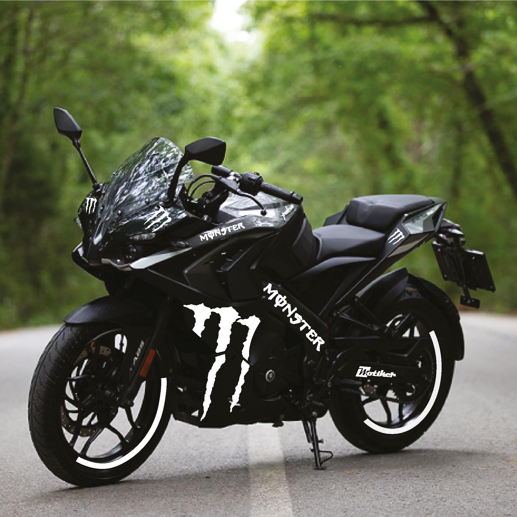 PULSAR RS 200Bajaj RS200 Monster Tek Renk Beyaz Motosiklet Sticker Etiket Takım Modeli