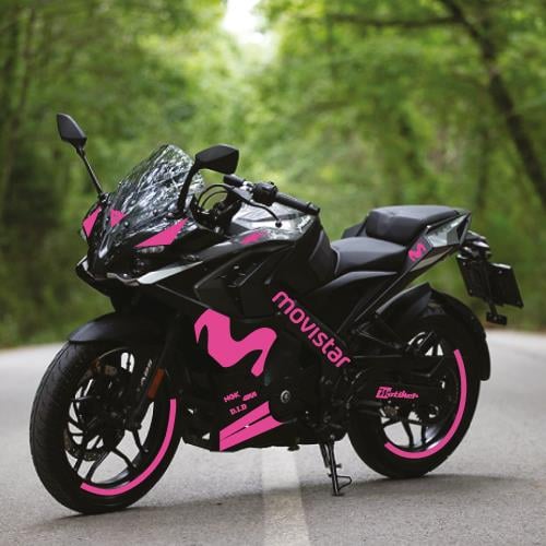 PULSAR RS 200Bajaj RS200 Movistar Tek Renk Pembe Motosiklet Sticker Etiket Takım Modeli