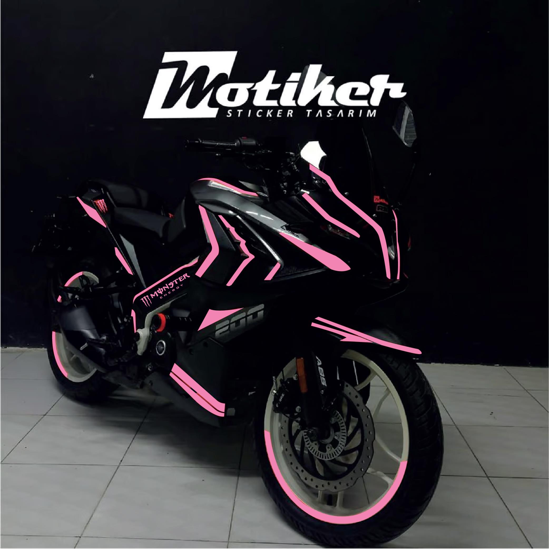 PULSAR RS 200Bajaj RS200 Pembe Çizgi Model Sticker Etiket Full Takım Modeli