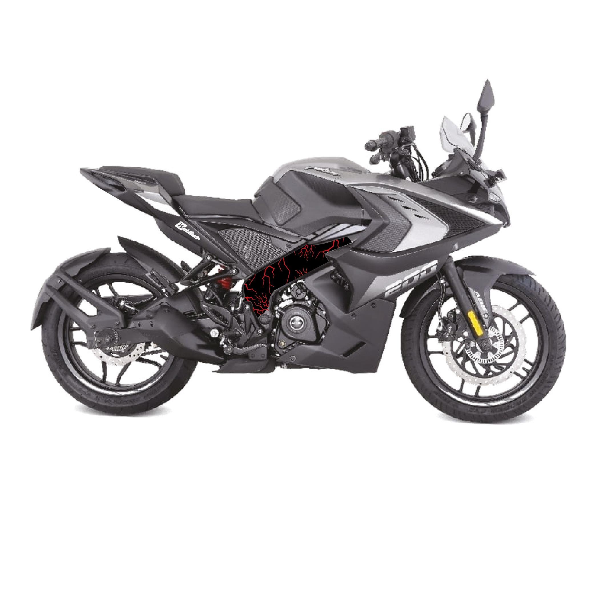 PULSAR RS 200Bajaj RS200 Şimşek (Lightning) Kırmızı Desen Orta Şase Sticker Etiket Modeli