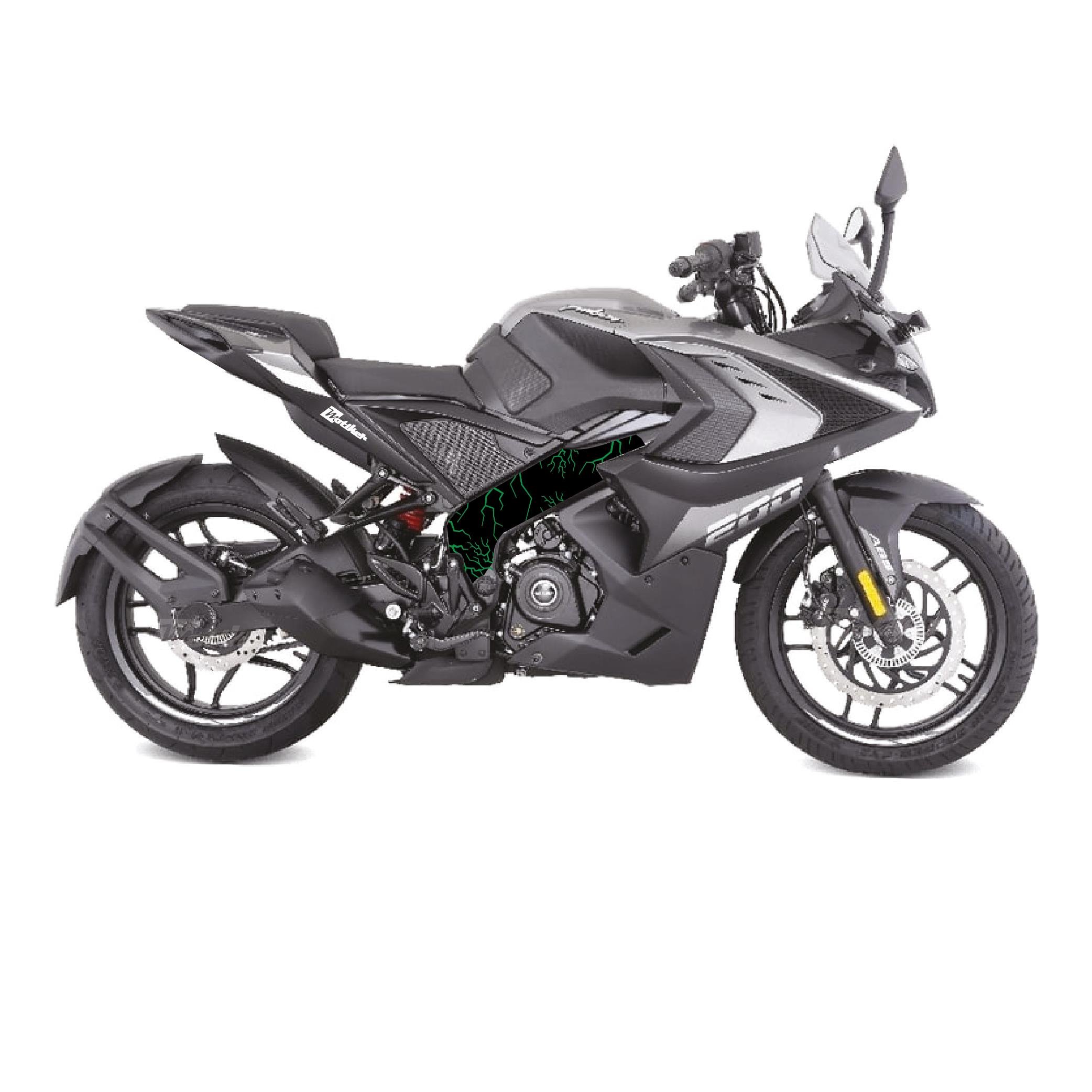 PULSAR RS 200Bajaj RS200 Şimşek (Lightning) Yeşil Desen Orta Şase Sticker Etiket Modeli