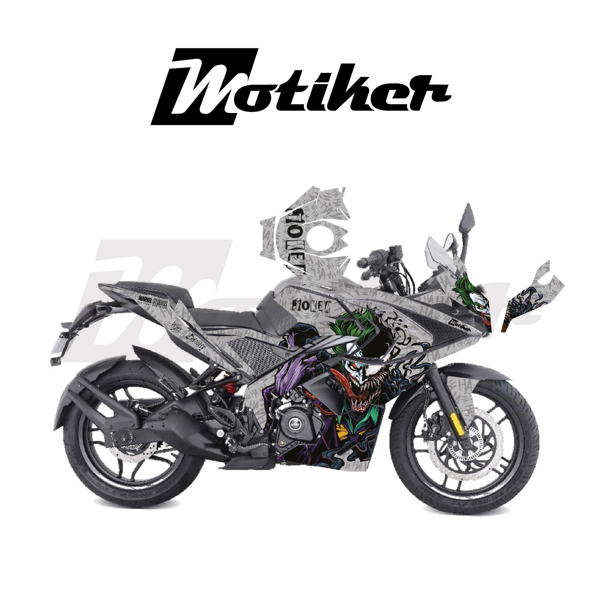 PULSAR RS 200Bajaj RS200 Sticker Joker Model Parçalı Motosiklet Kaplama Sticker Etiket Modeli Gri Siyah Yeşil