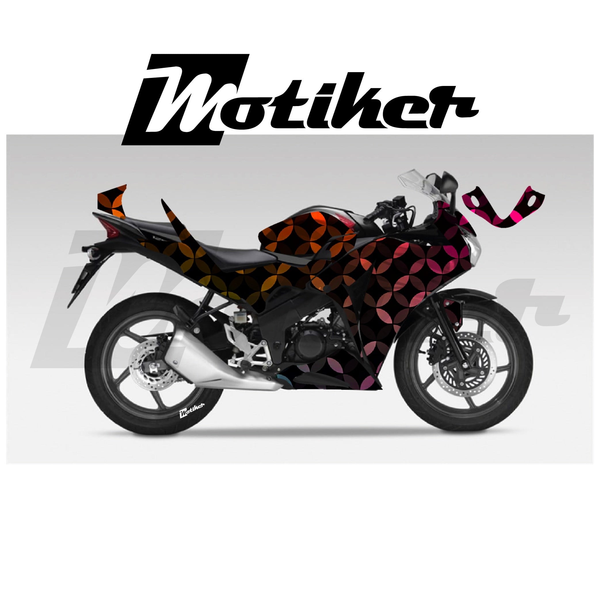 Honda CBR 125R Parçalı Kaplama Sticker Etiket Modeli Renkli Mozaik Desen 11 (MTK9372)