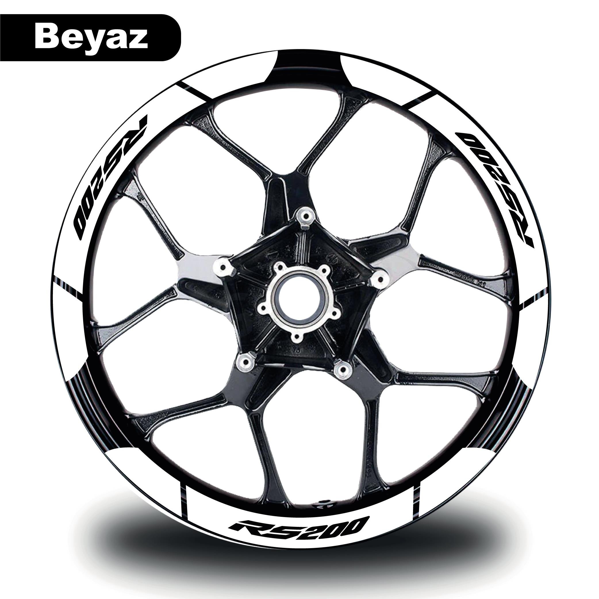 PULSAR RS 200Beyaz Bajaj Pulsar RS200 Geniş Jant Sticker Etiket Modeli