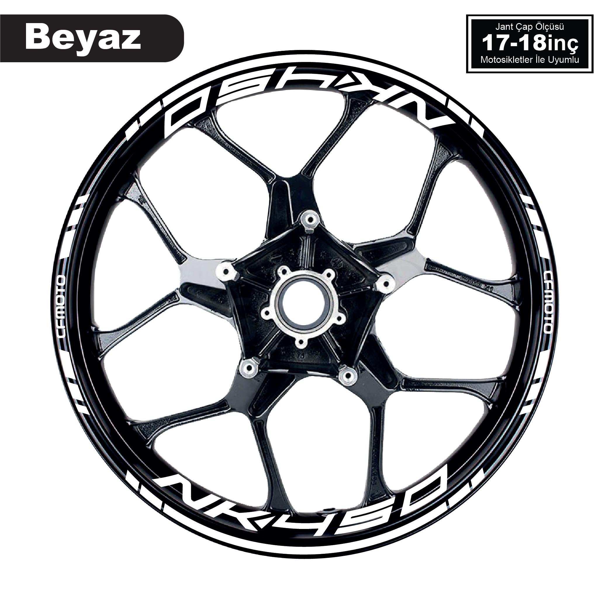450 NKBeyaz CFMOTO 450NK Motosiklet Jant Sticker Etiket Modeli İç & Dış Takım