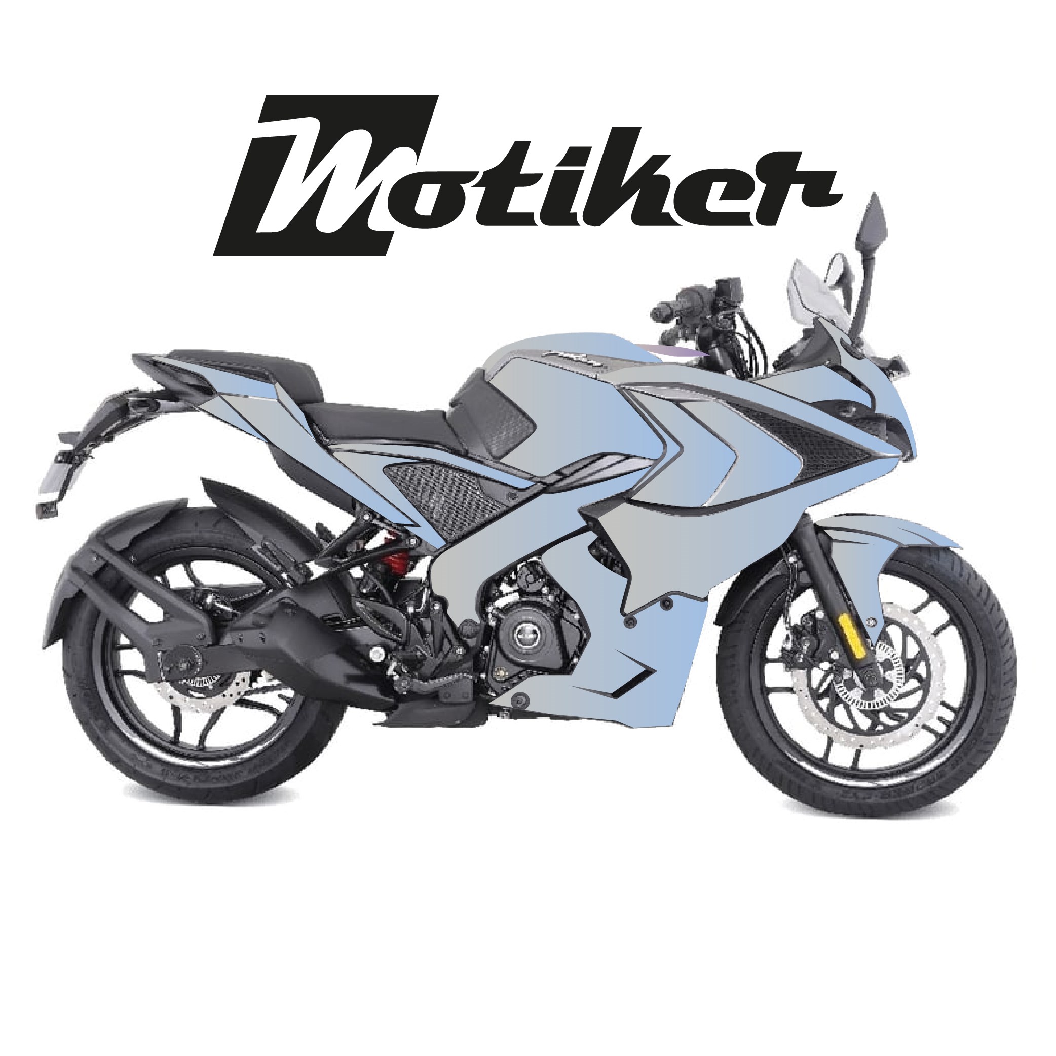 Bajaj Pulsar RS200 Parlak Mavi Parçalı Kaplama Tasarımı Sticker Etiket Modeli