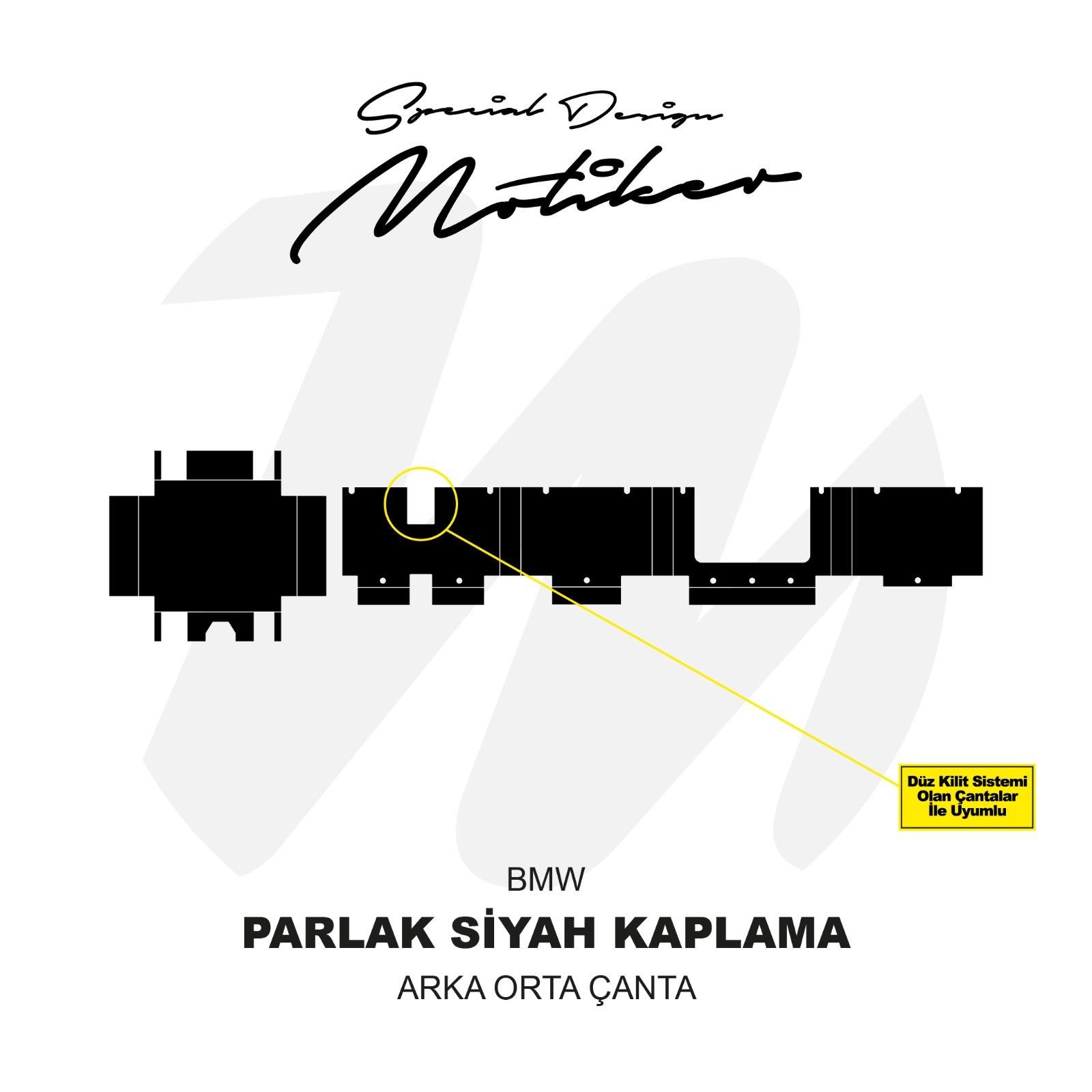 R1250 GSBMW R1250GS 2024 32LT Arka Orta Çanta Parlak Siyah Kaplama Sticker Etiket Modeli