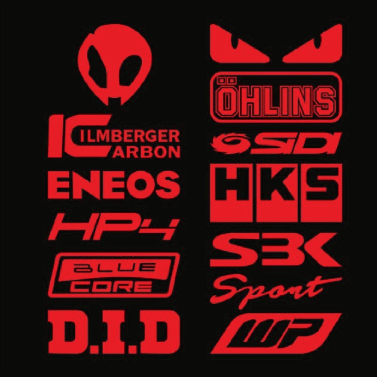 BMW S1000RR Kırmızı Çoklu Sticker Etiket Modeli