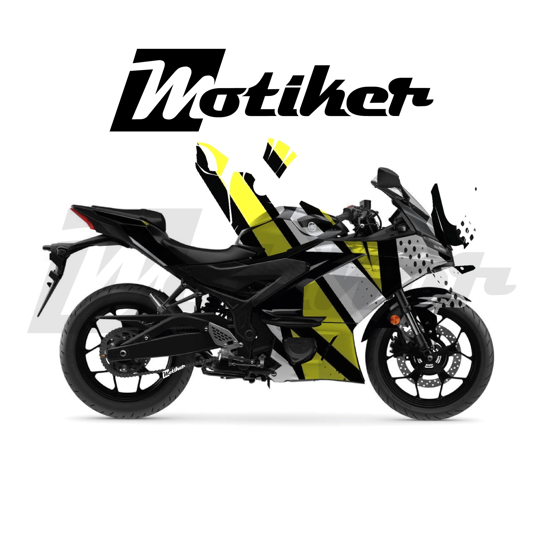 Yamaha YZF R25 Parçalı Kaplama Sticker Etiket Modeli Spor Çizgiler Desen 4 (MTK9365)