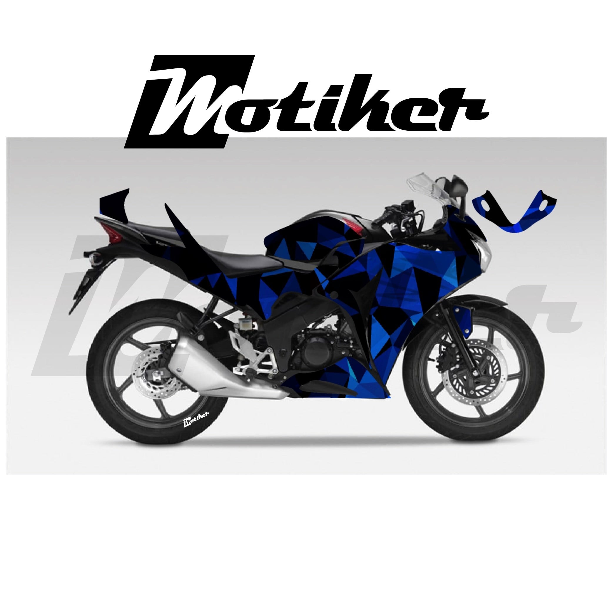 Honda CBR 125R Parçalı Kaplama Sticker Etiket Modeli Poligon Desen 5 (MTK9366)
