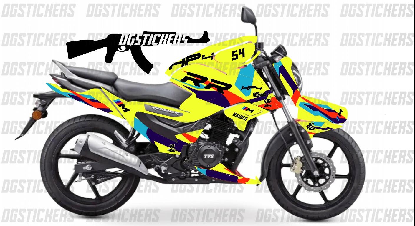 TVS Raider 125 RR Sarı Tasarım Sticker Etiket Modeli