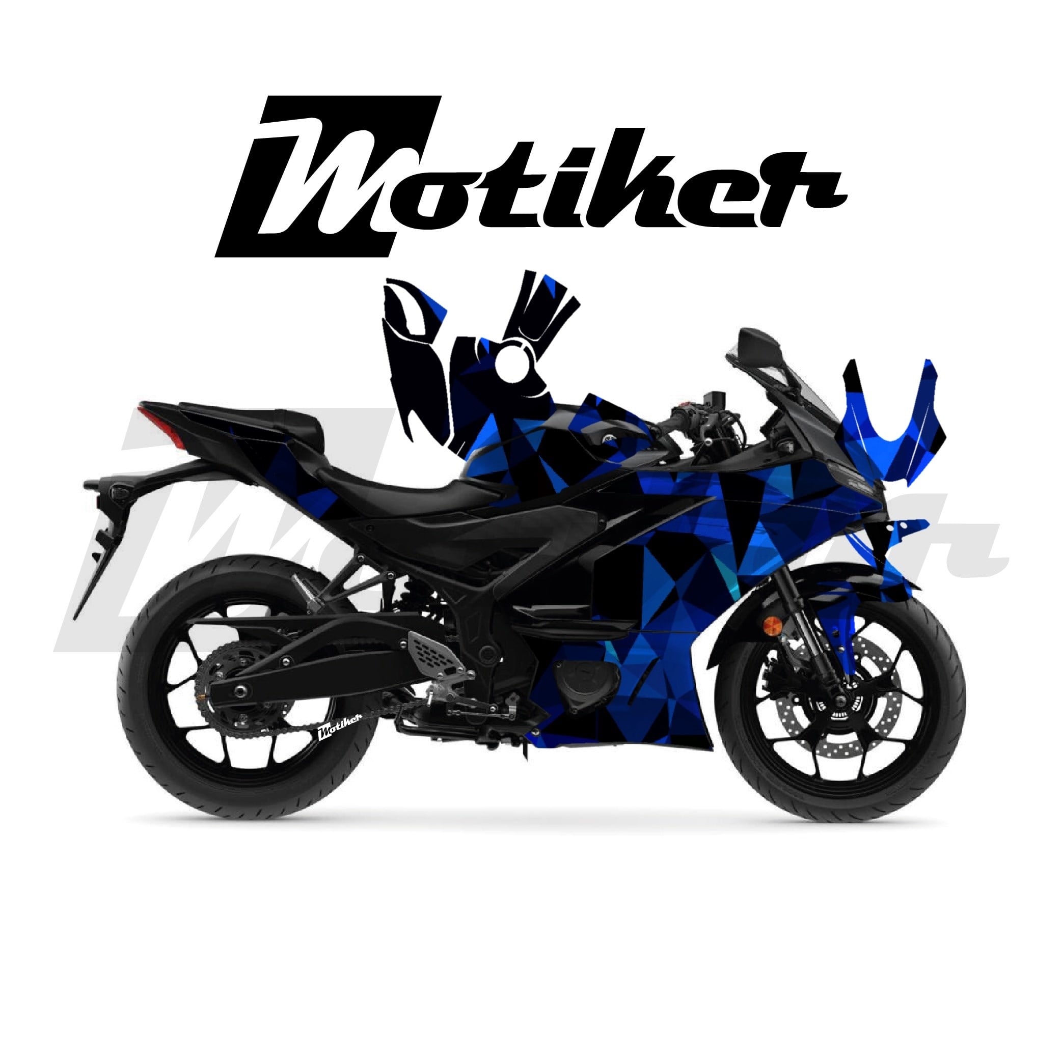 Yamaha YZF R25 Parçalı Kaplama Sticker Etiket Modeli Poligon Desen 5 (MTK9366)
