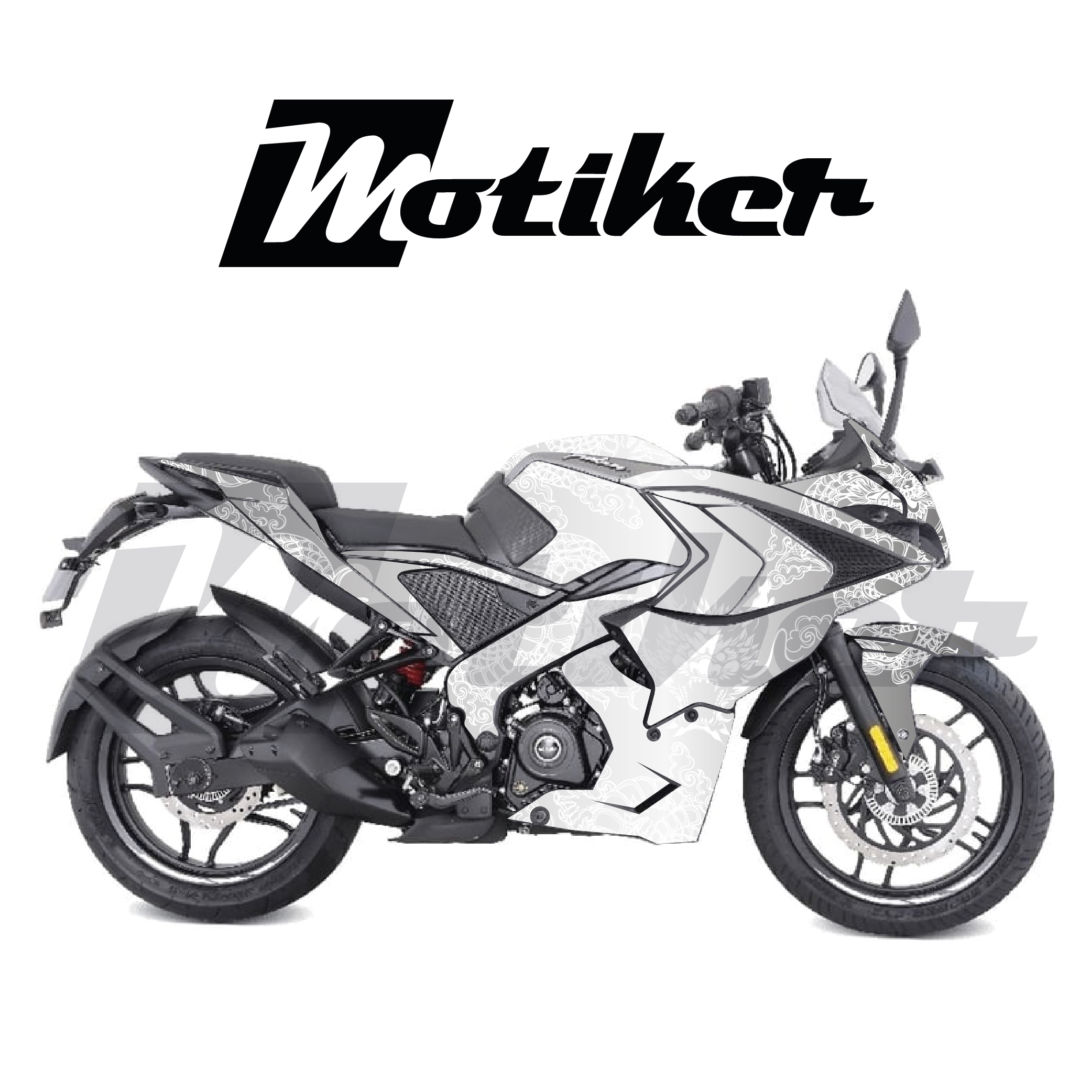 Bajaj Pulsar RS200 Oni Japan Beyaz Tasarımı Sticker Etiket Modeli