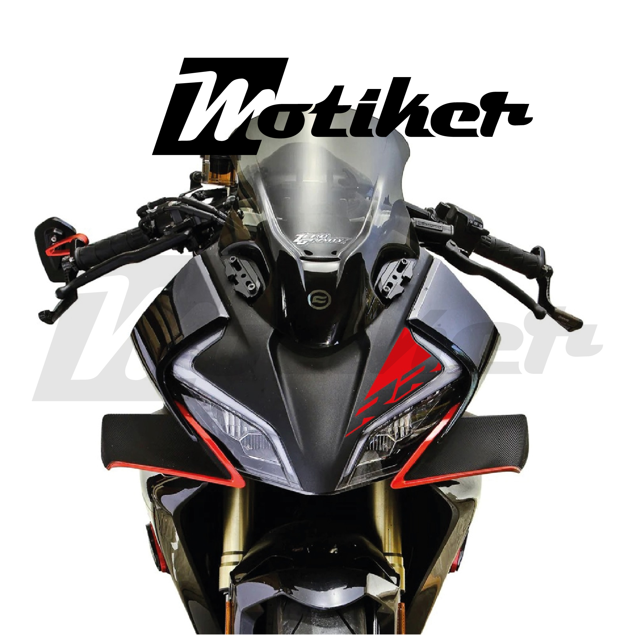 CF MOTO 450SR Ön Kafa Kırmızı RR Yazı Tasarımı Sticker Etiket Modeli