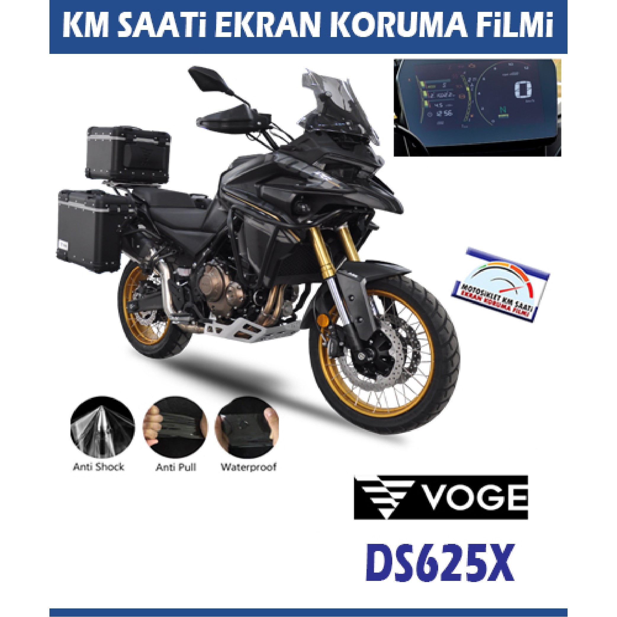 Voge DS625X Ekran Koruması Şeffaf Sticker Etiket Modeli