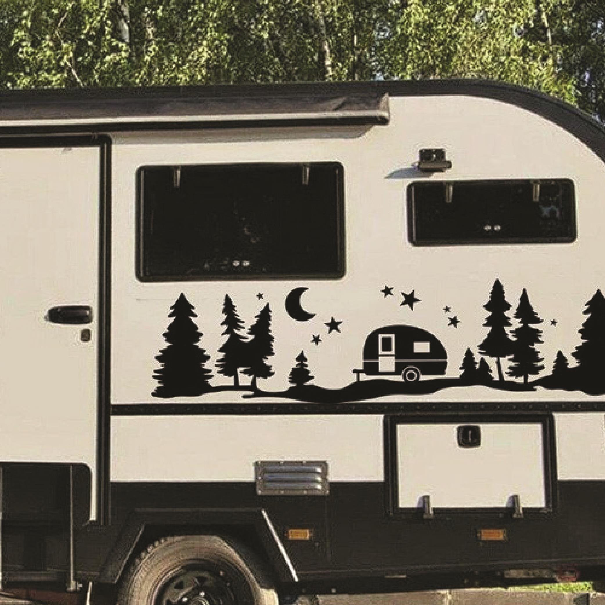 Yıldızlı Bir Gecede Karavan Temalı Kaplama Sticker