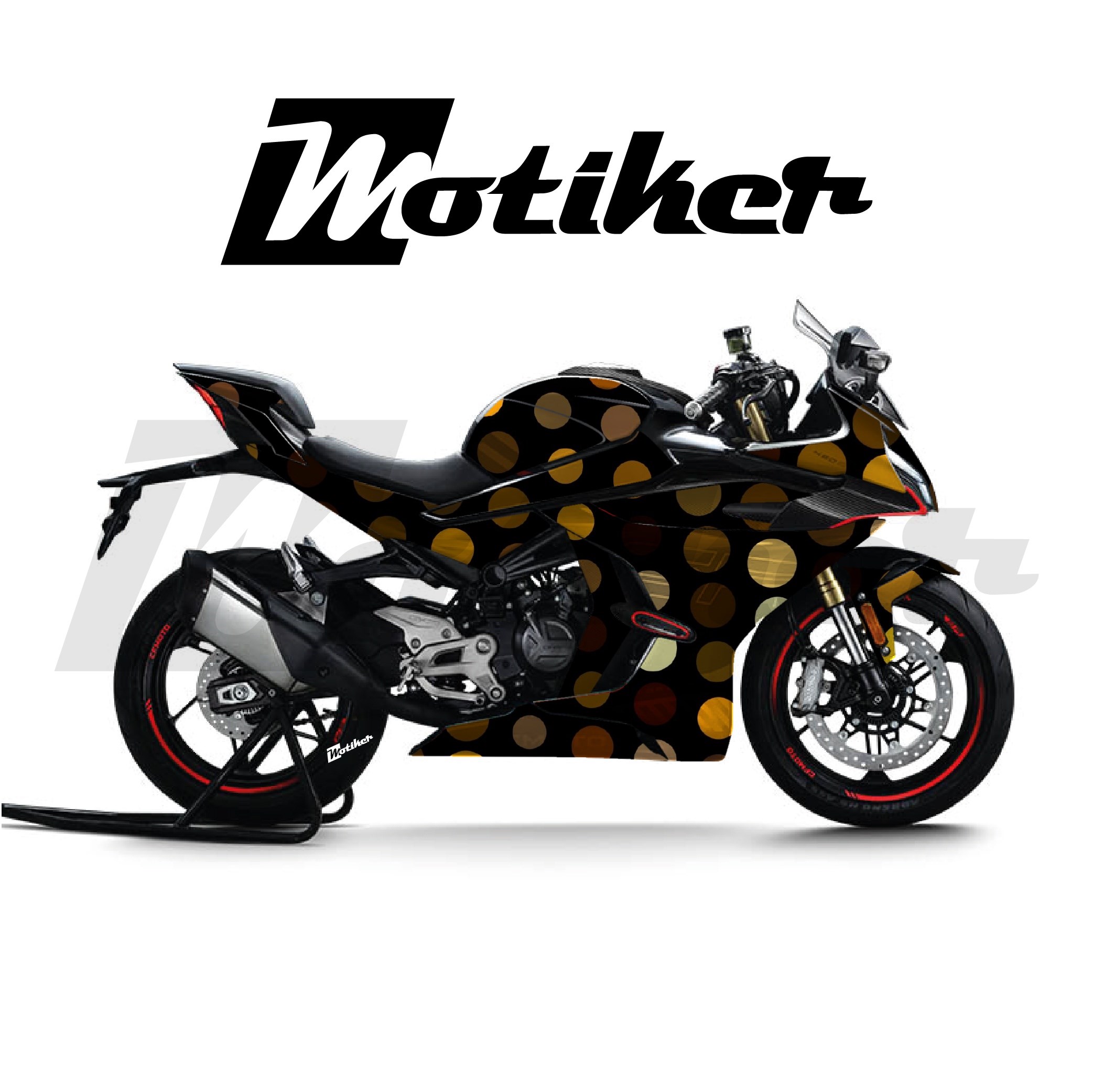 CF MOTO 450SR Parçalı Kaplama Sticker Etiket Modeli Altın Noktalar Desen 15 (MTK9376)