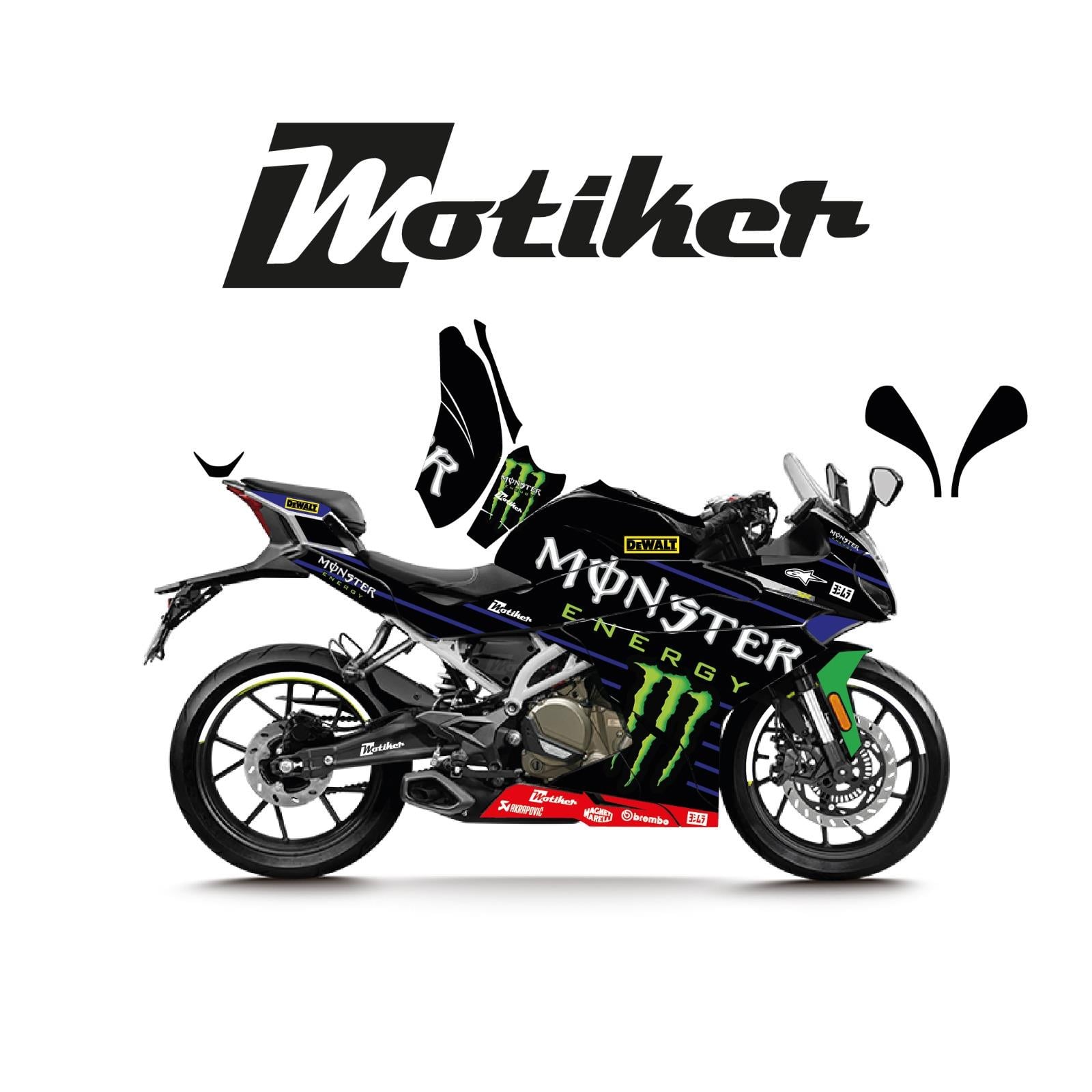 CFMOTO 250SR Monster Mavi Çizgi  Tasarım Sticker Etiket Modeli