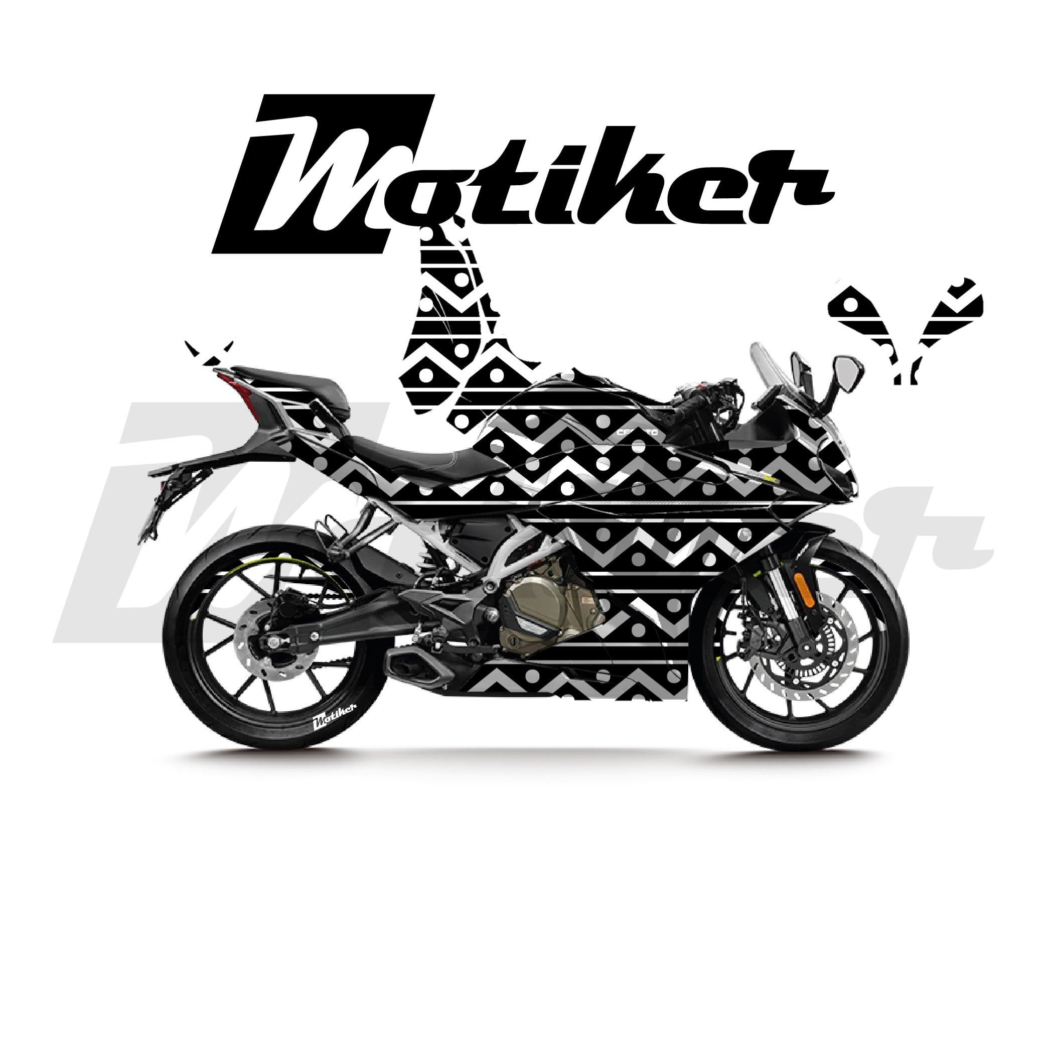 CFMOTO 250SR Parçalı Kaplama Sticker Etiket Modeli Zikzak Çizgiler Desen 20 (MTK9381)