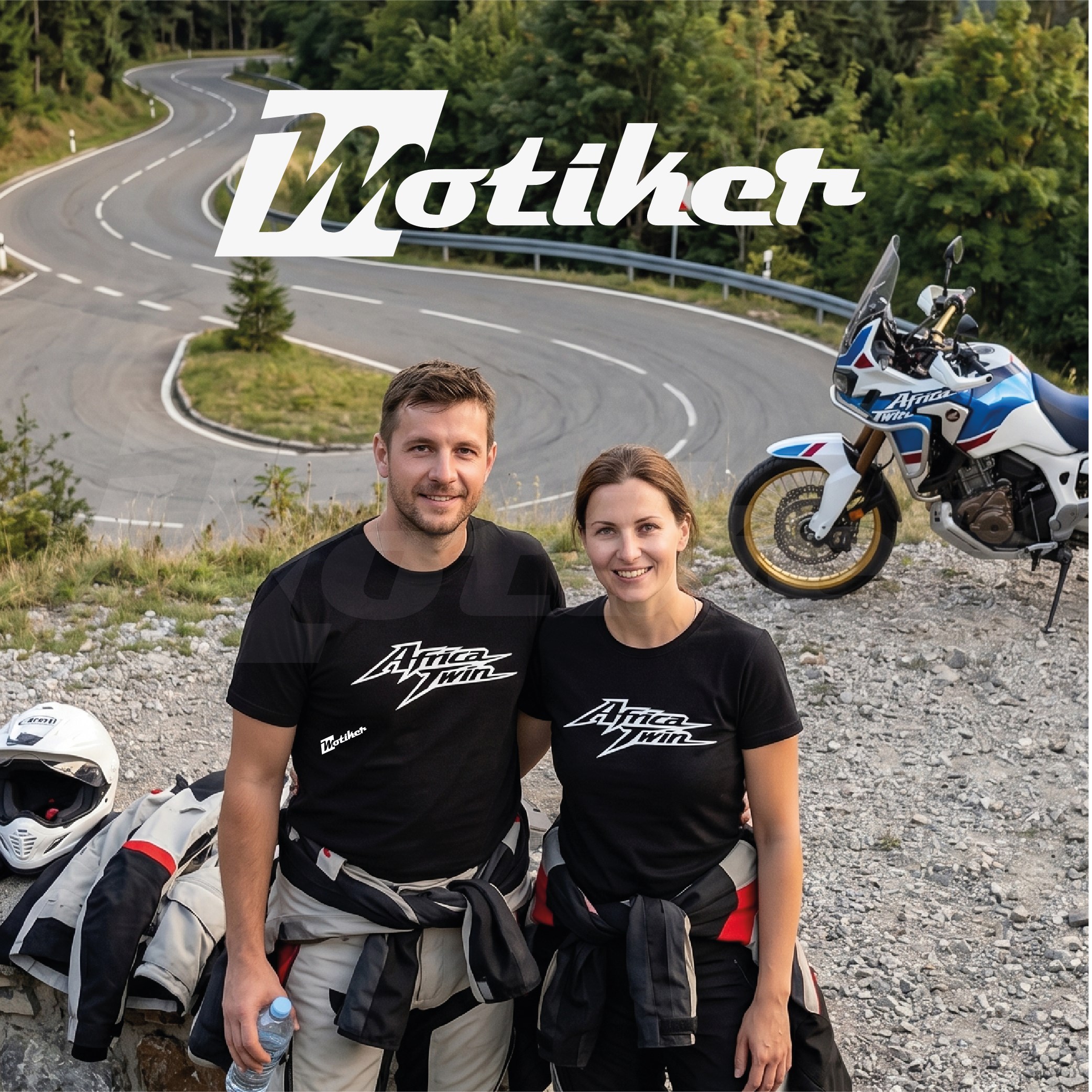 Honda Africa Twin Logo Tasarım Motorcu Tişörtü Beyaz 