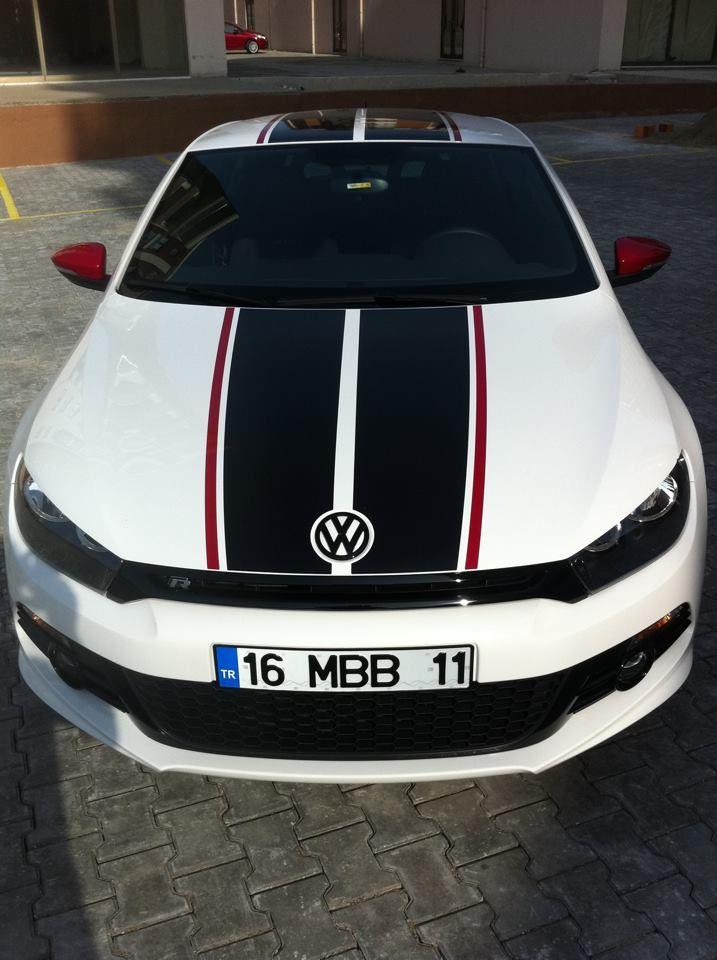 Volkswagen Scirocco Siyah Ve Bordo Çizgi Şerit Kaplama