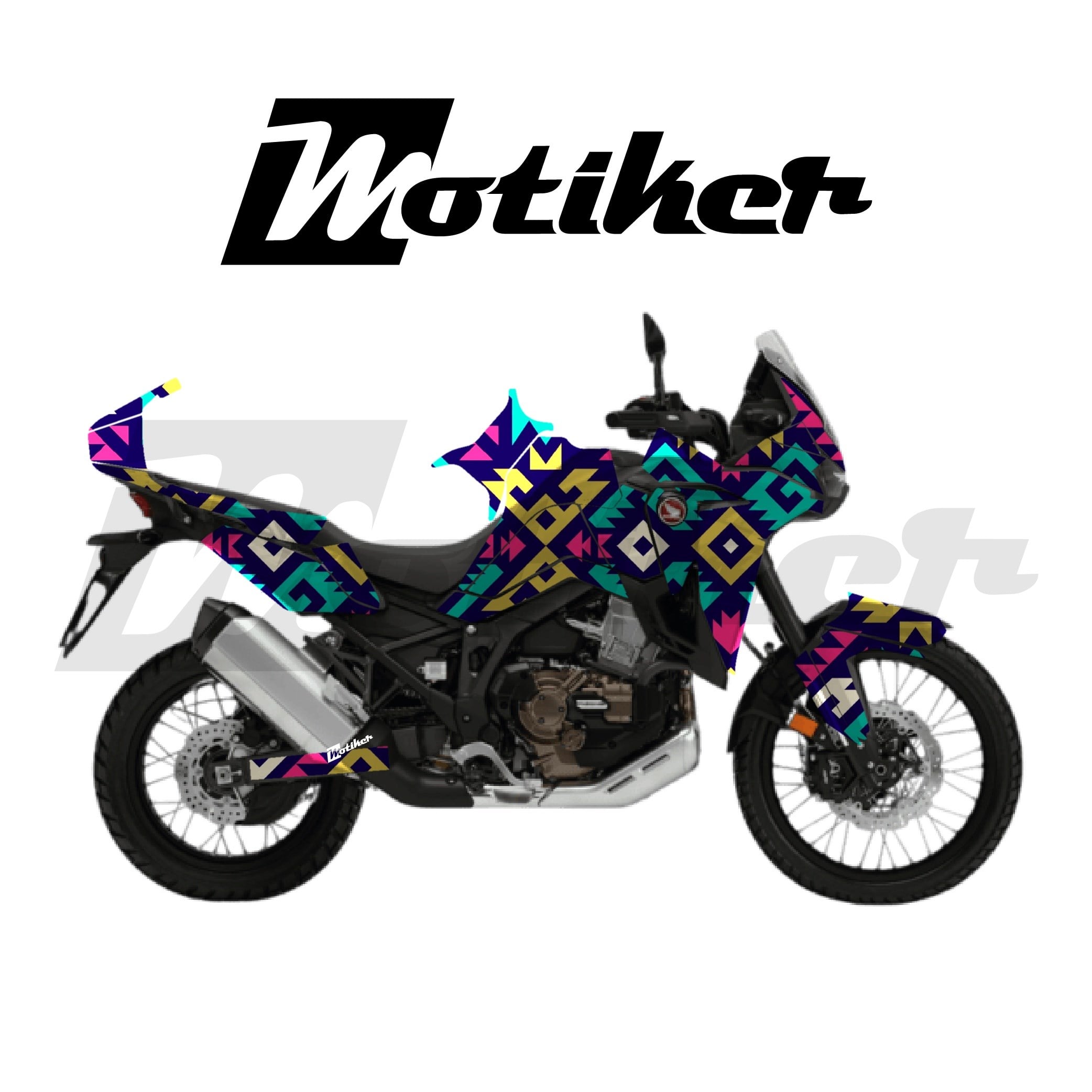 HONDA AFRICA TWIN CRF 1100 L 2020-2023 Parçalı Kaplama Sticker Etiket Modeli Etnik Motif Desen 9 (MTK9370)