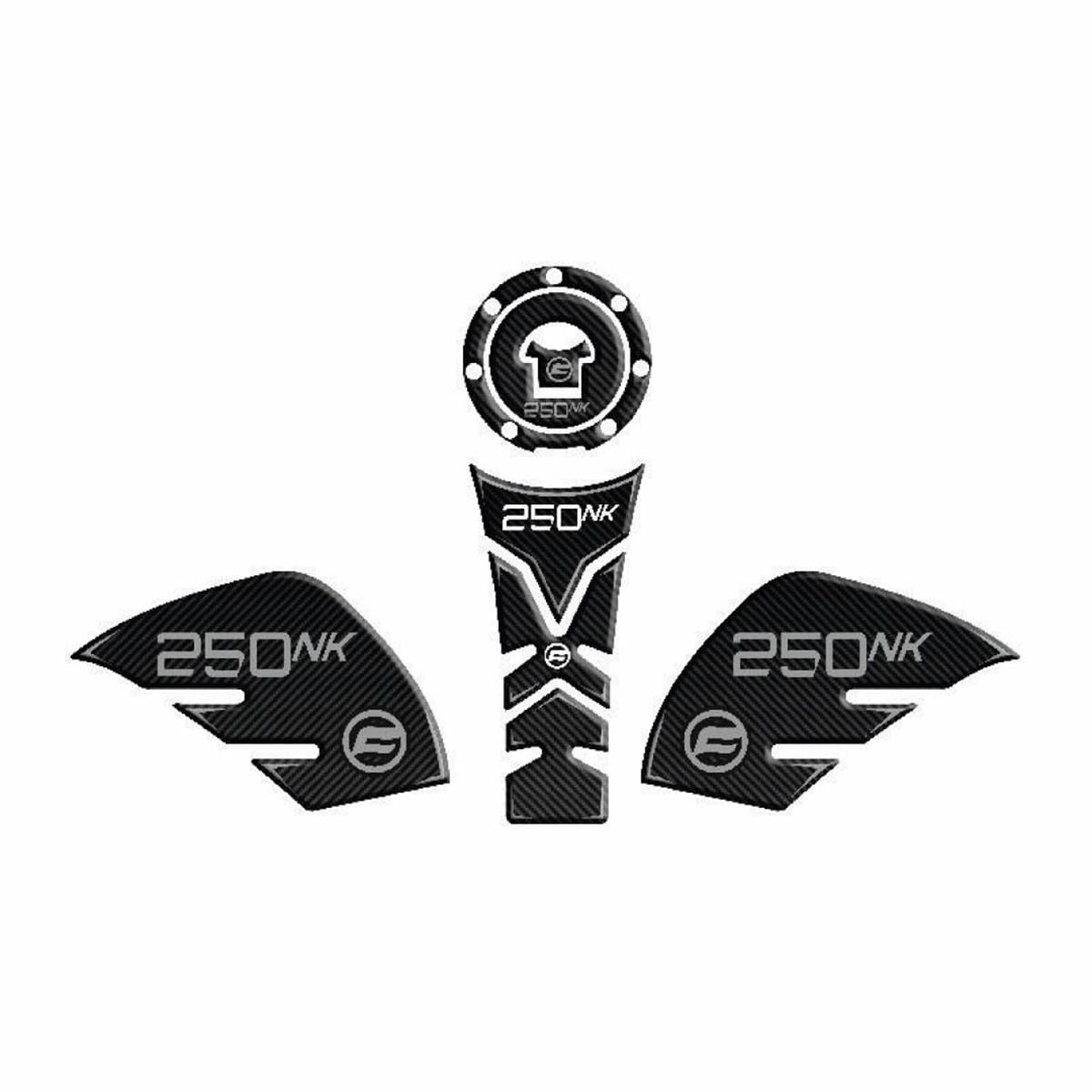 CF MOTO 250 NK 2018 - 2023 UYUMLU Tank Pad SET Siyah/Gri