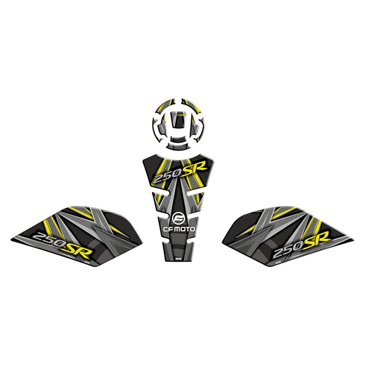 CF MOTO 250 SR Gri Sarı Tank Pad Damla Sticker Modeli Takım 1