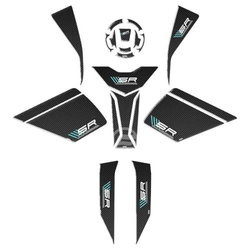 CF MOTO 450 SR 2023 UYUMLU FULL PARÇA TANKPAD SET KARBON TURKUAZ DETAY