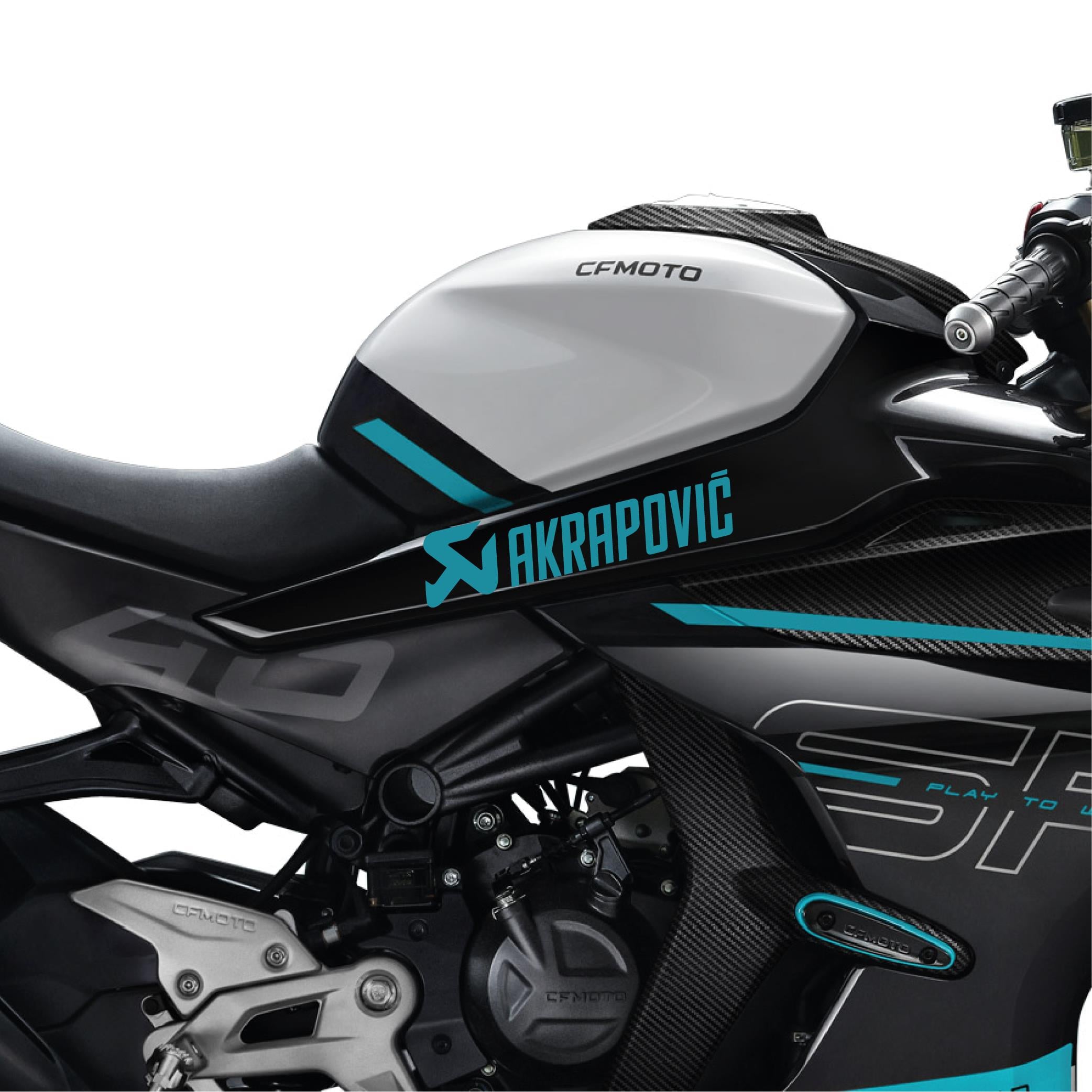 450SRCF MOTO 450SR Akrapovic Orta Şase Tasarım Motosiklet Sticker Etiket Modeli Turkuaz