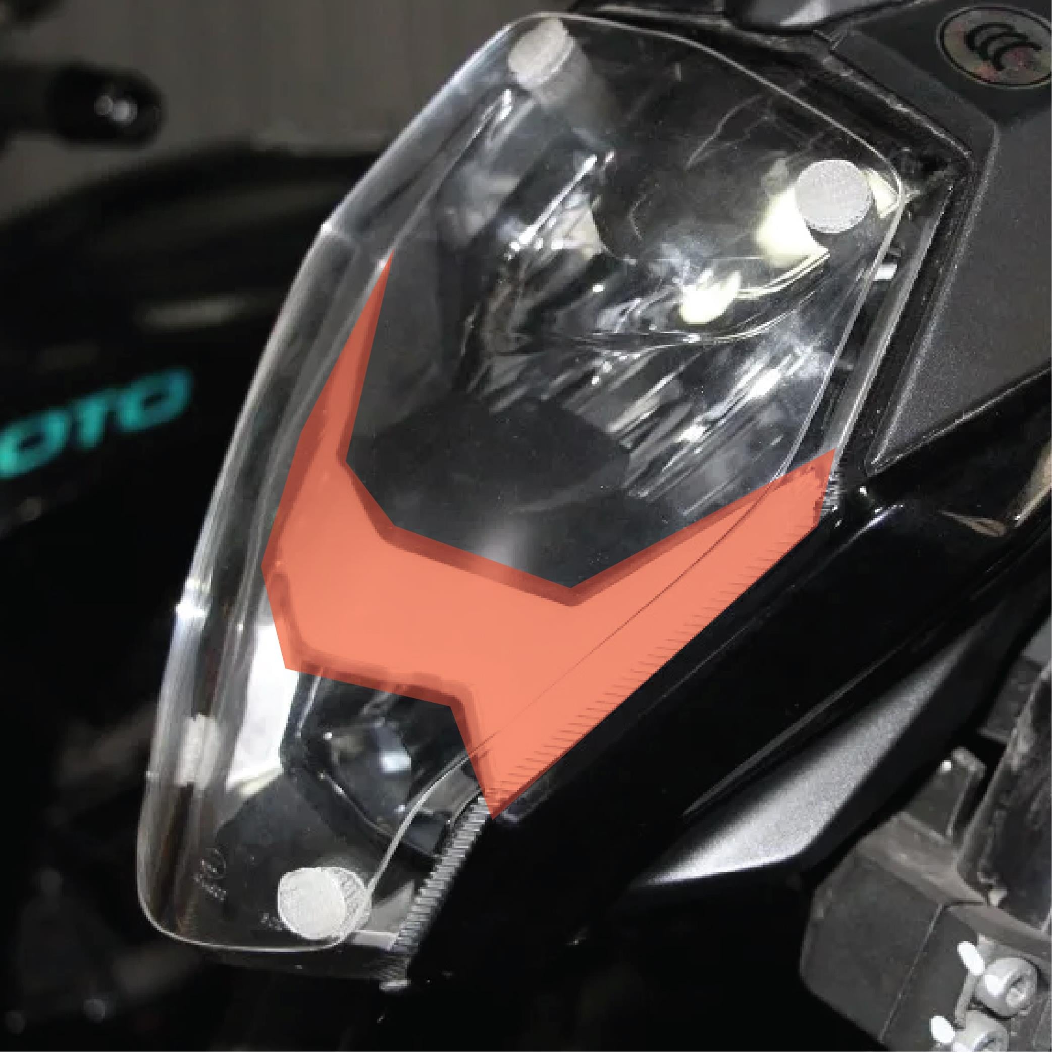 250 NKCF MOTO NK250 2018-2024 Ön Far Led Üstü Yarı Şeffaf Etiket Modeli Kırmızı