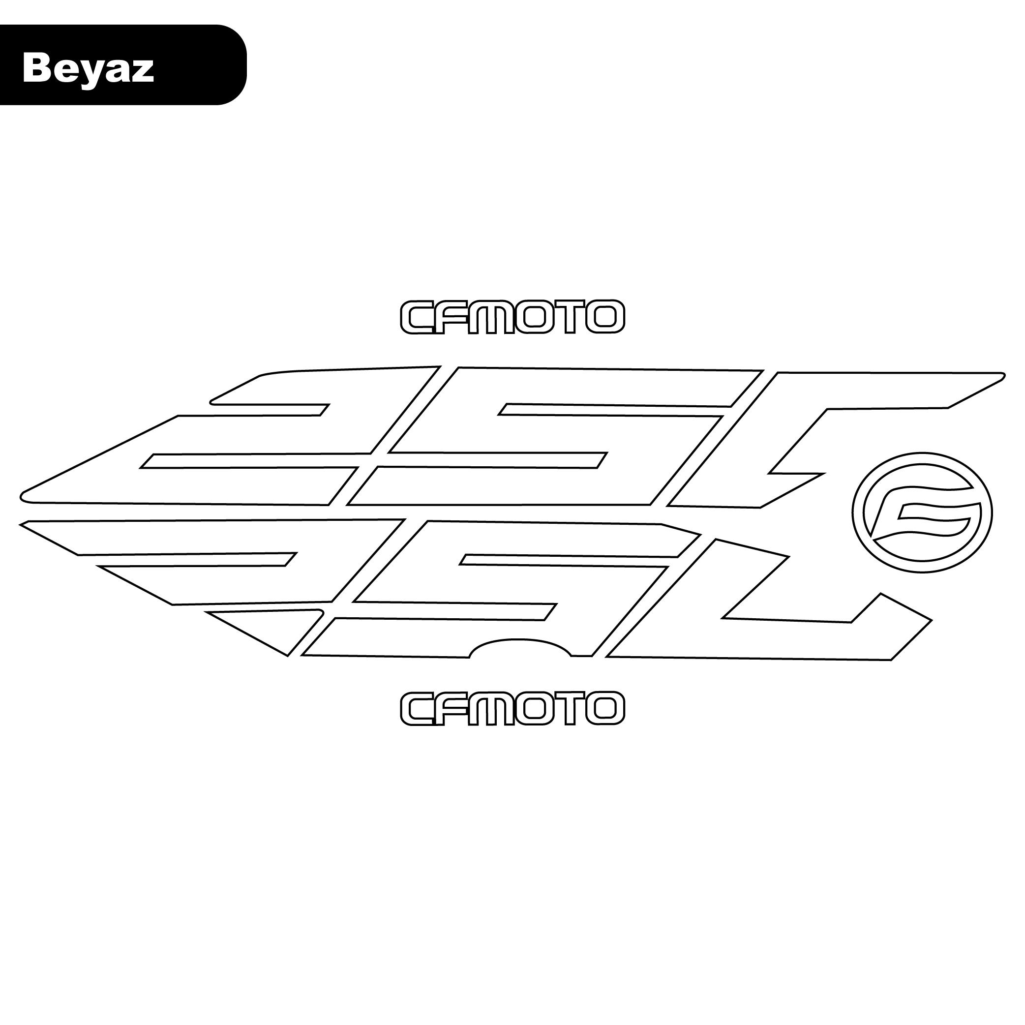 250 NKCF Moto NK250 Arka Kuyruk Altı 250 Sticker Etiket Beyaz