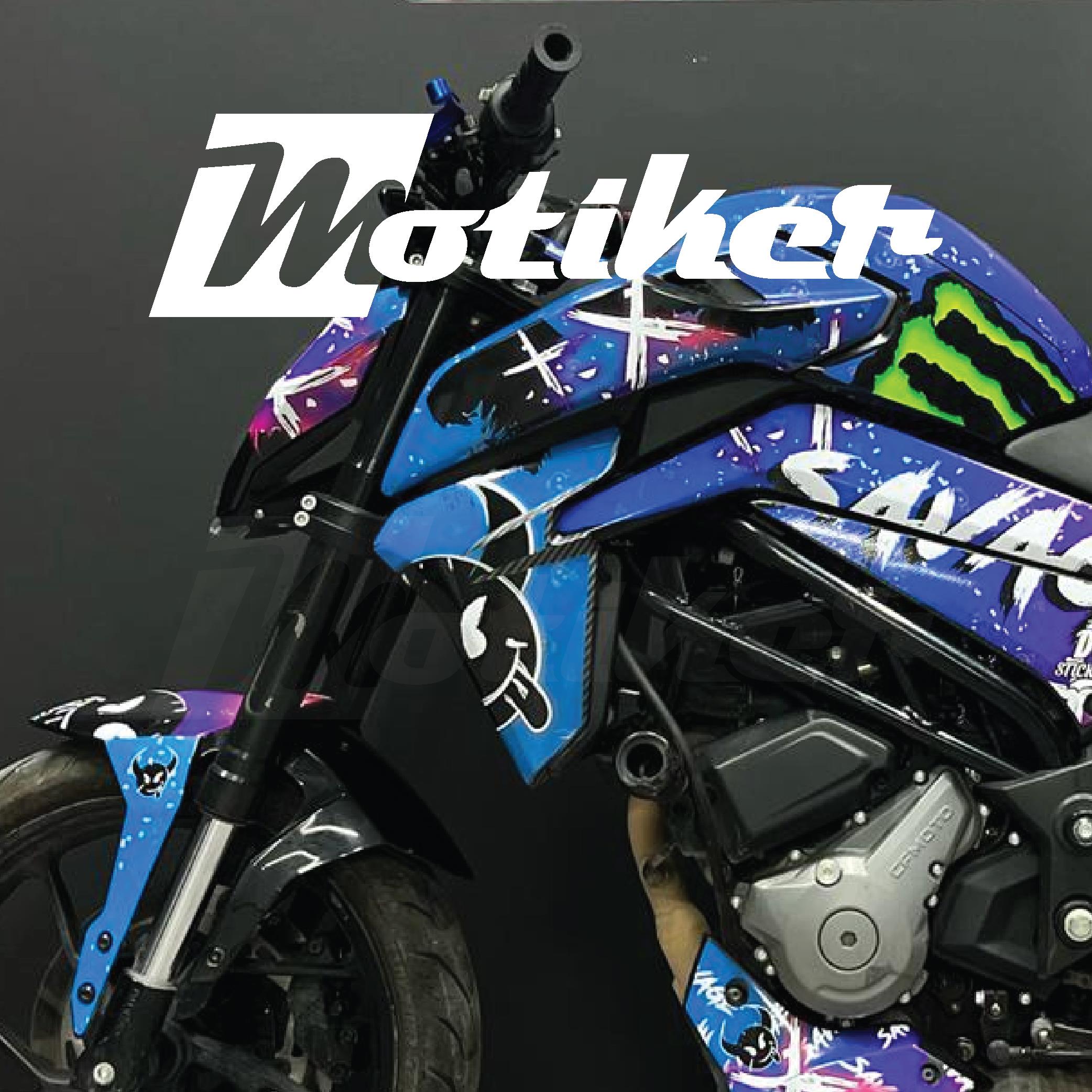 250 NKCF MOTO NK250 Savage HJC Pembe Mavi Parçalı Kaplama Sticker Etiket Modeli  2023 2.Kasa Uyumlu 