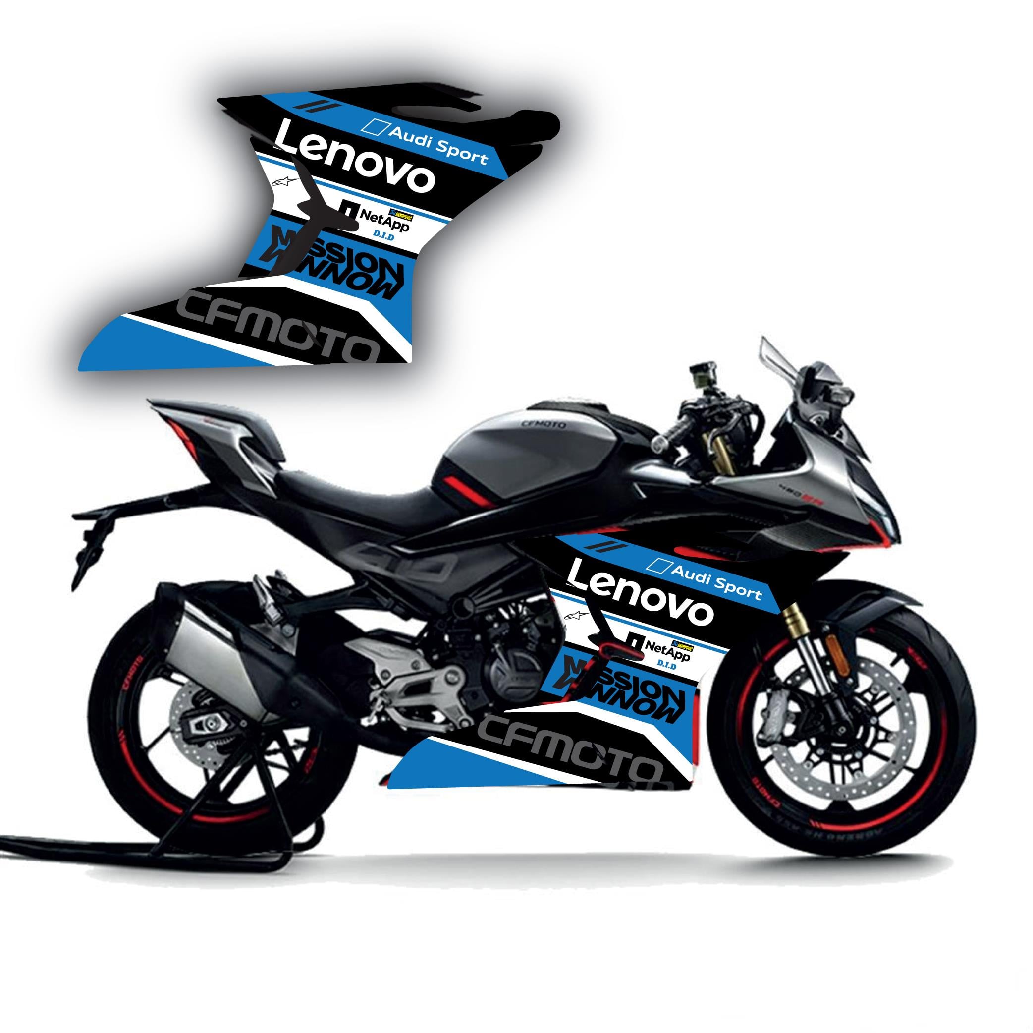 MotosikletCF Moto SR450 Lenovo Yan Ön Grenaj Sticker Etiket Model Mavi