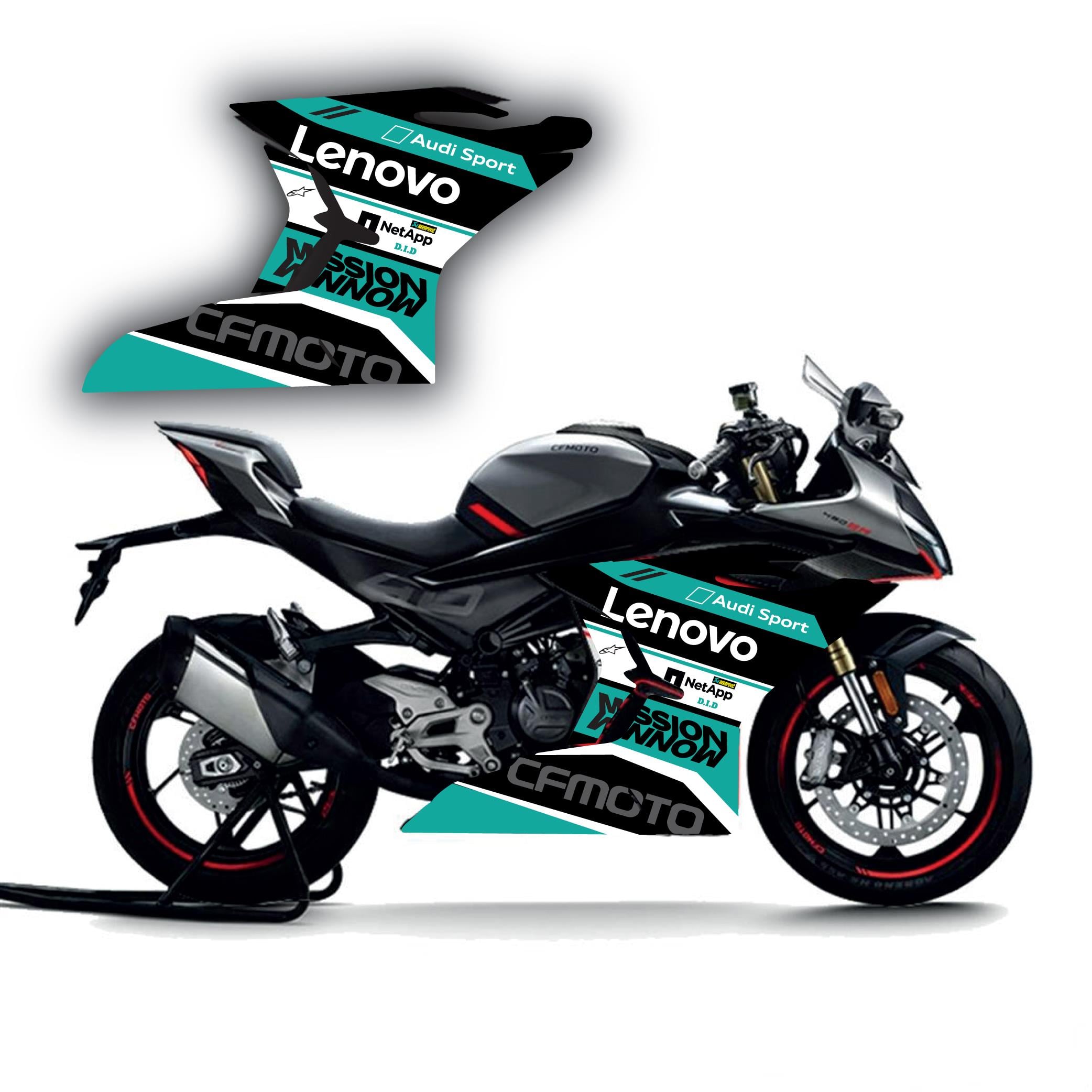 MotosikletCF Moto SR450 Lenovo Yan Ön Grenaj Sticker Etiket Model Turkuaz