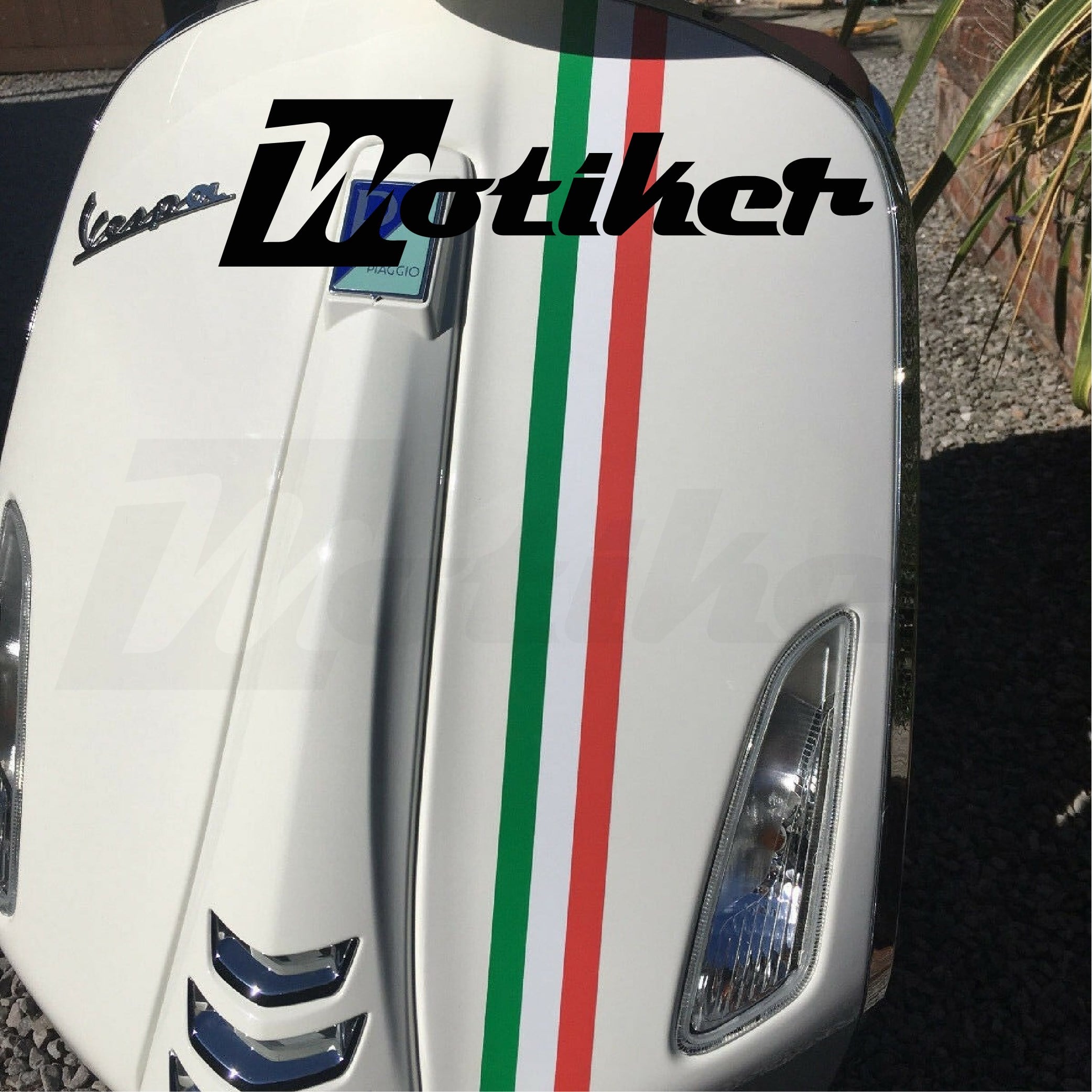 Vespa İtalyan Şerit 3 Renk Yeşil Beyaz Kırmızı Tasarımı Sticker Etiket Modeli