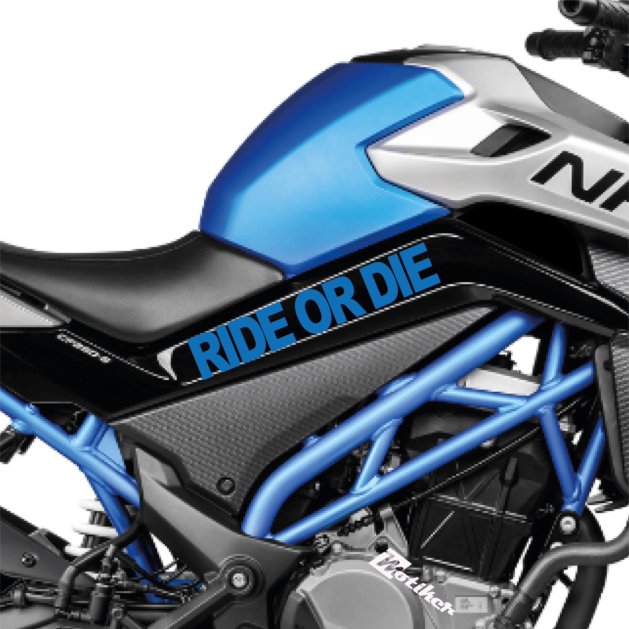 250 NKCFMOTO 250 NK Ride Or Die Orta Şase Tasarım Motosiklet Sticker Etiket Modeli Mavi