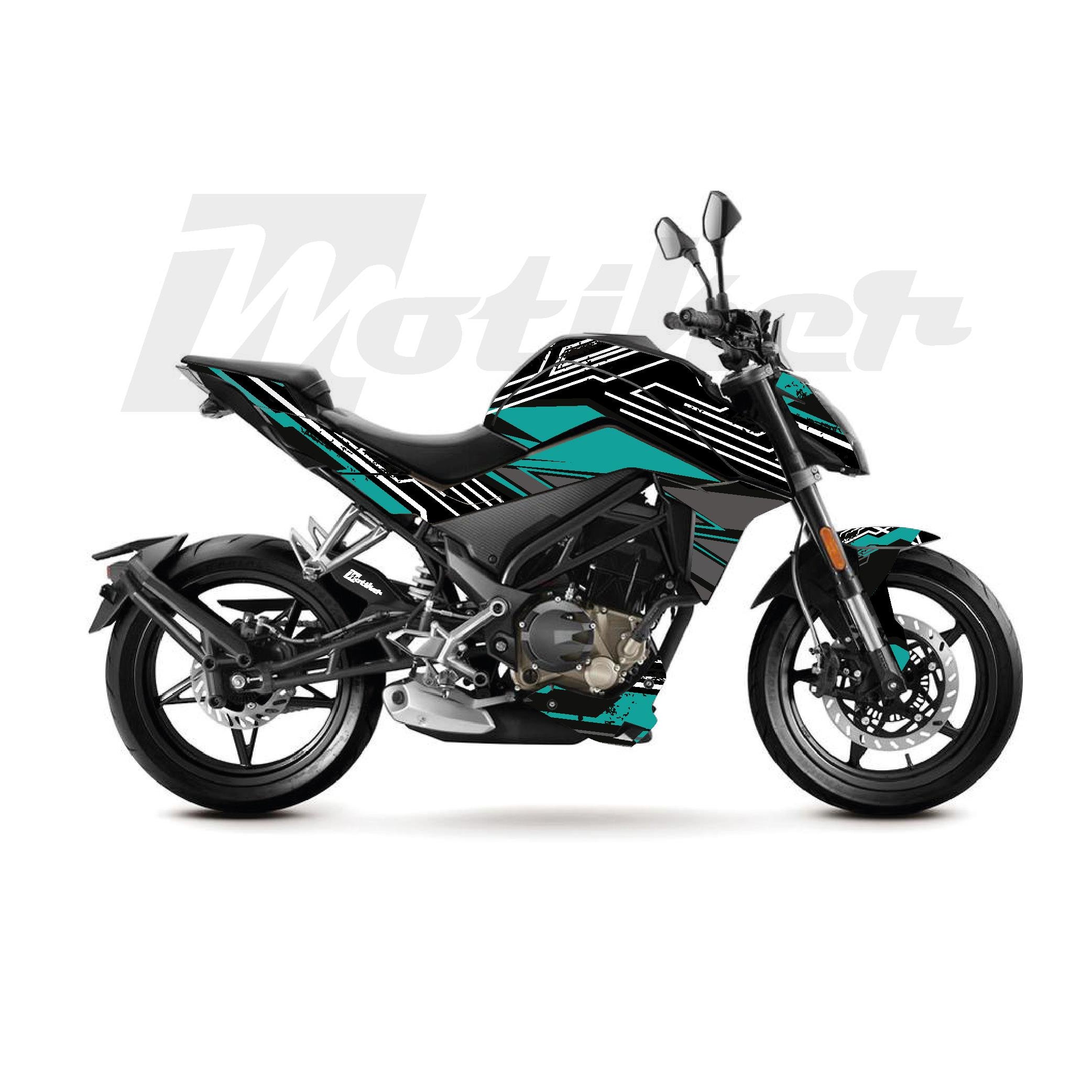 250 NKCFMOTO 250NK K'night Model Parçalı Motosiklet Kaplama Sticker Etiket Modeli Turkuaz Gri Beyaz