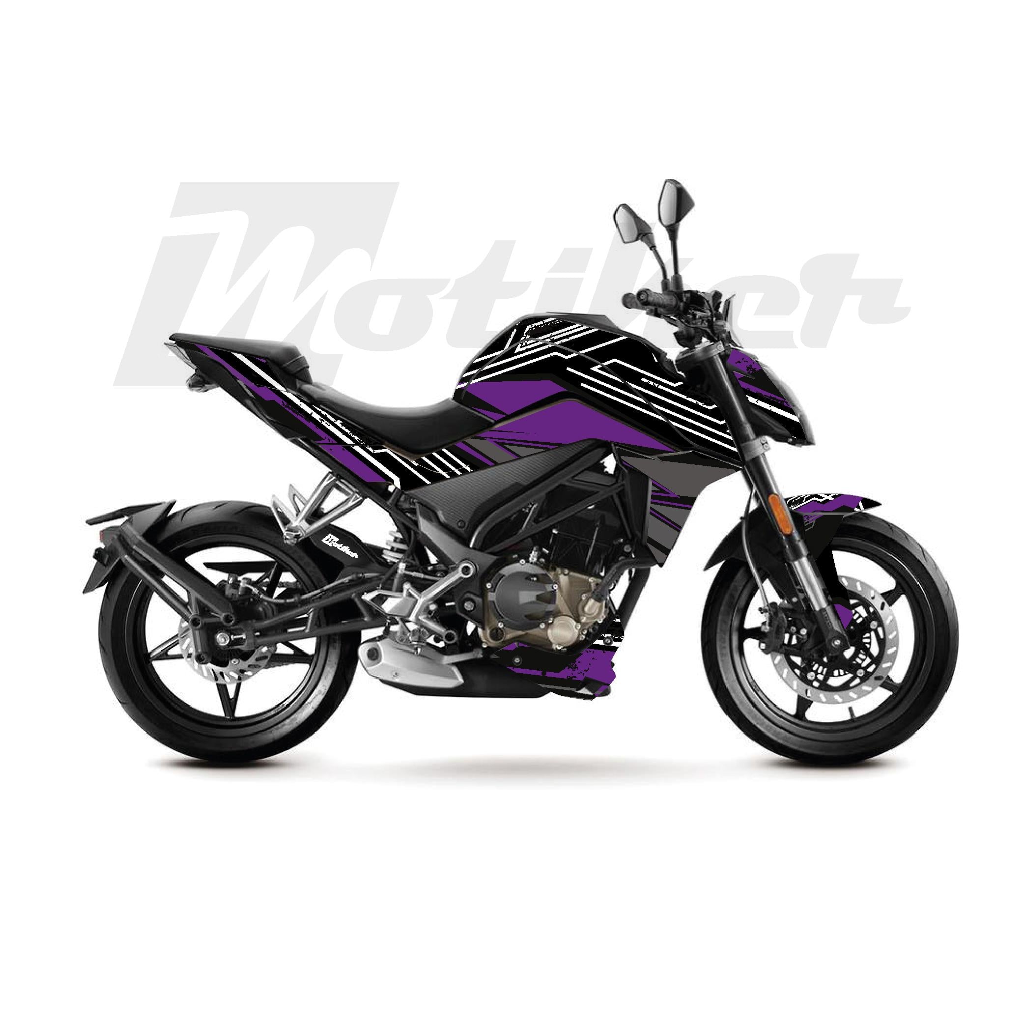 250 NKCFMOTO 250NK K'night Model Parçalı Motosiklet Kaplama Sticker Etiket Modeli Mor Gri Beyaz