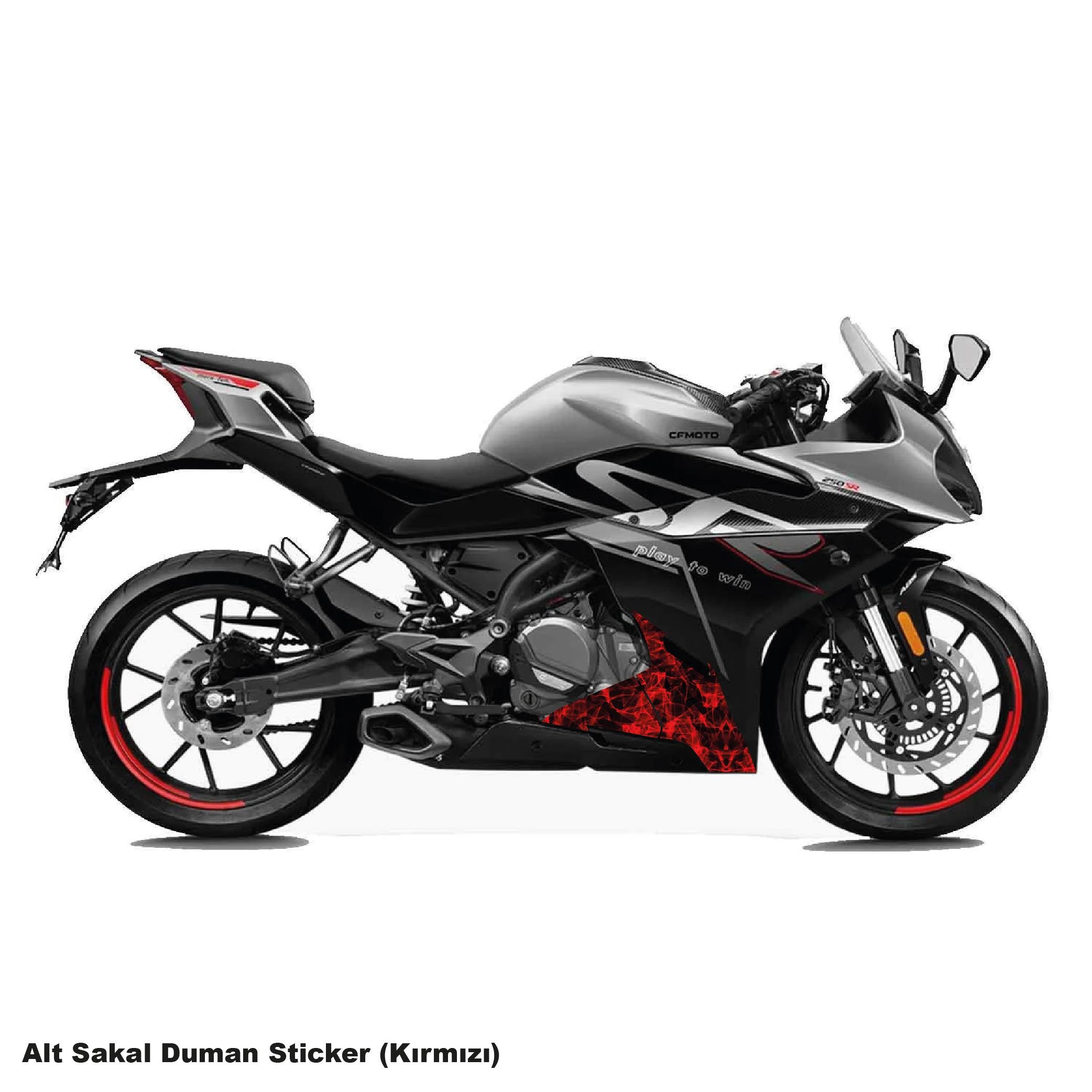 250SRCFMOTO 250SR ALT SAKAL KIRMIZI DUMAN PARÇALI KAPLAMA STICKER ETİKET MODELİ
