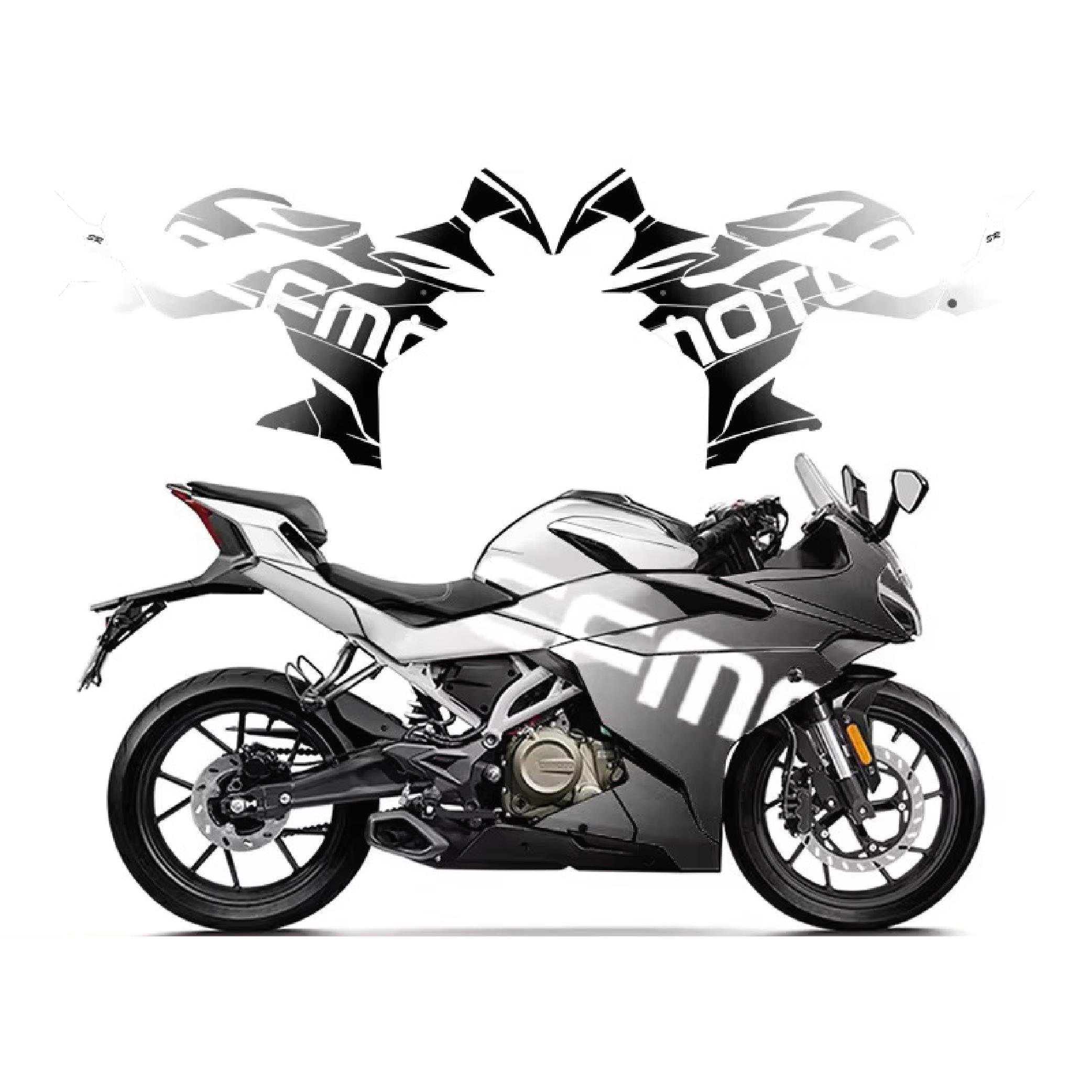 250SRCFMOTO 250SR Black & White Sticker Parçalı Motosiklet Kaplama Etiket Modeli
