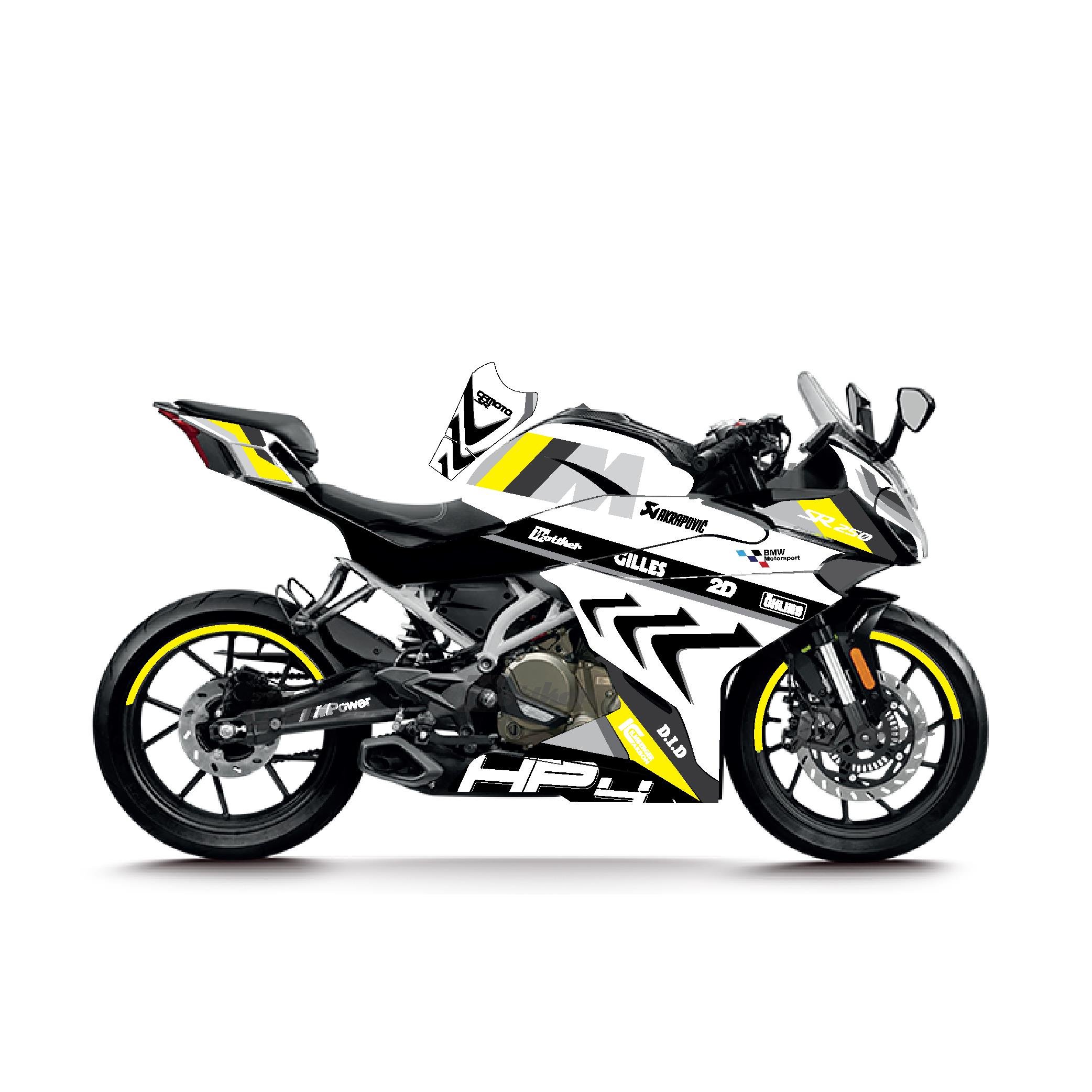 CFMOTO 250SR BMW HP4 MODEL PARCALI MOTOSIKLET KAPLAMA STICKER ETIKET MODELI RENK 6