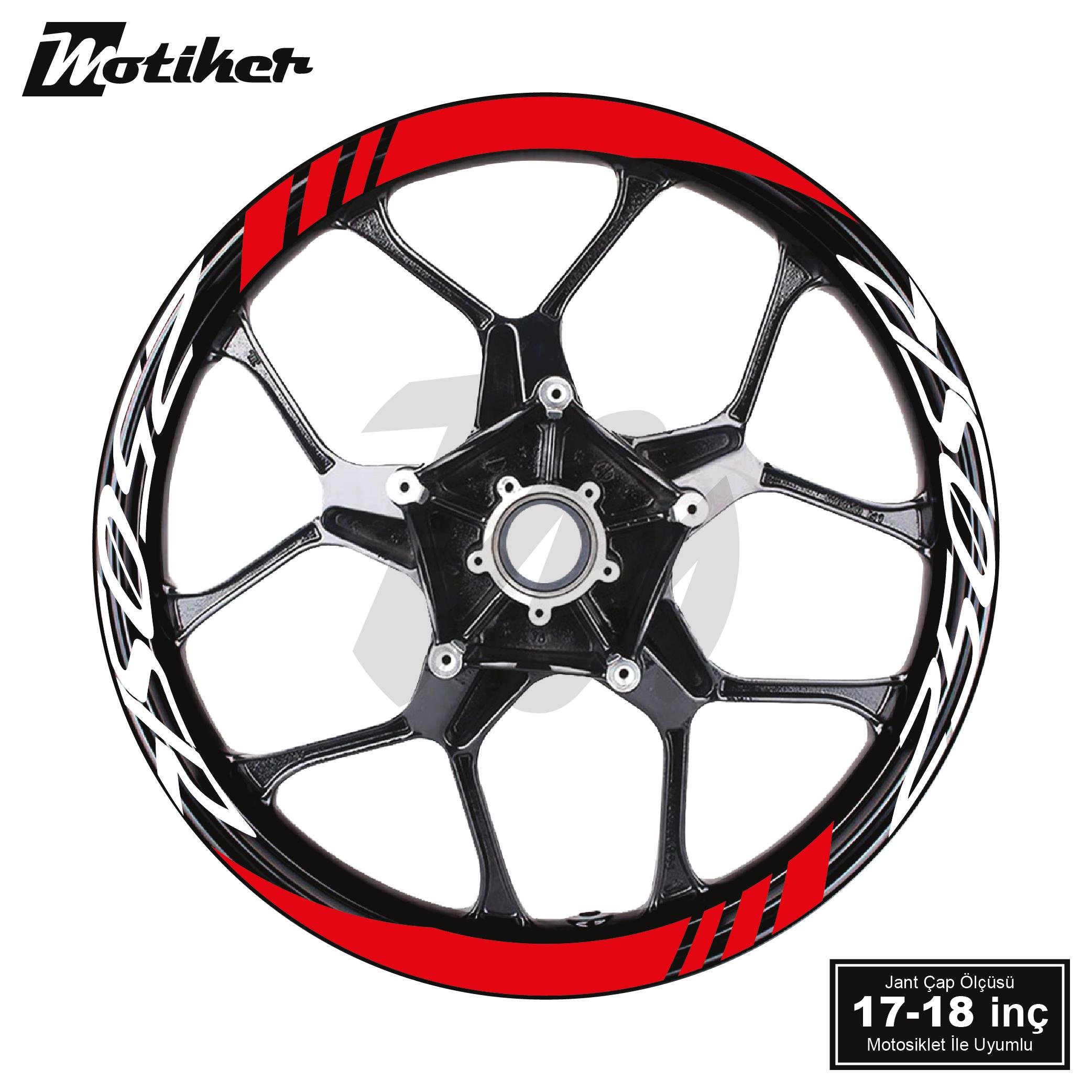 250SRCFMOTO 250SR Geniş Jant Sticker Modeli 16'lı Kırmızı Beyaz