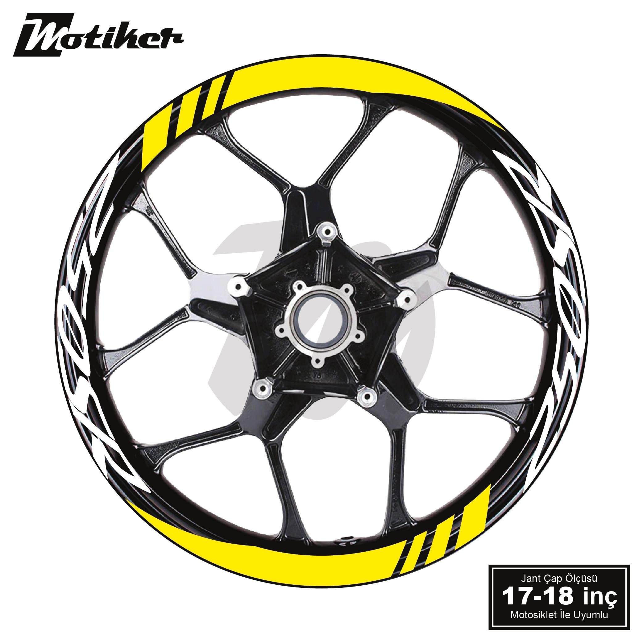 250SRCFMOTO 250SR Geniş Jant Sticker Modeli 16'lı Sarı Beyaz