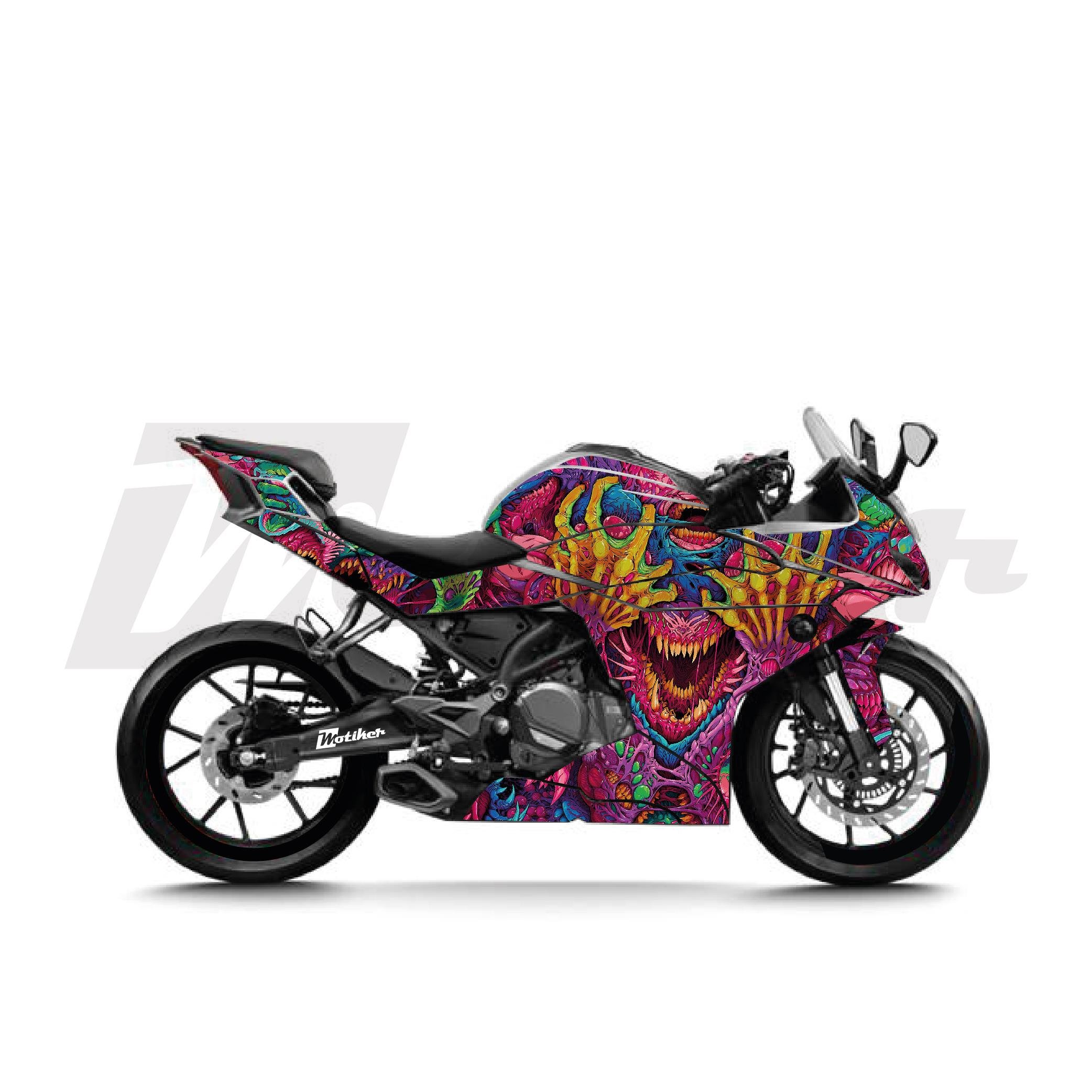 250SRCFMOTO 250SR Hyper Beast Sticker Etiket Kaplama Modeli Pembe Mor Mavi