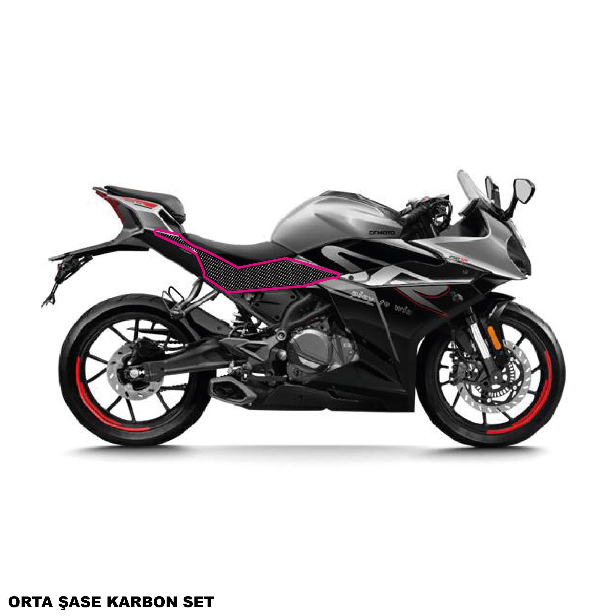 250SRCFMOTO 250SR KARBON STICKER SET ORTA ŞASE PARÇALI KAPLAMA ETİKET MODELİ