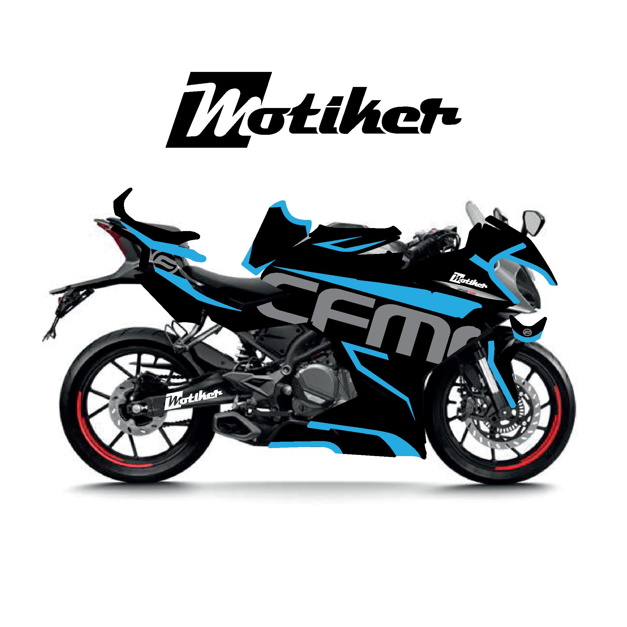 250SRCFMOTO 250SR Mavi Desenli Parçalı Kaplama Sticker Etiket Modeli Mavi Gri Siyah