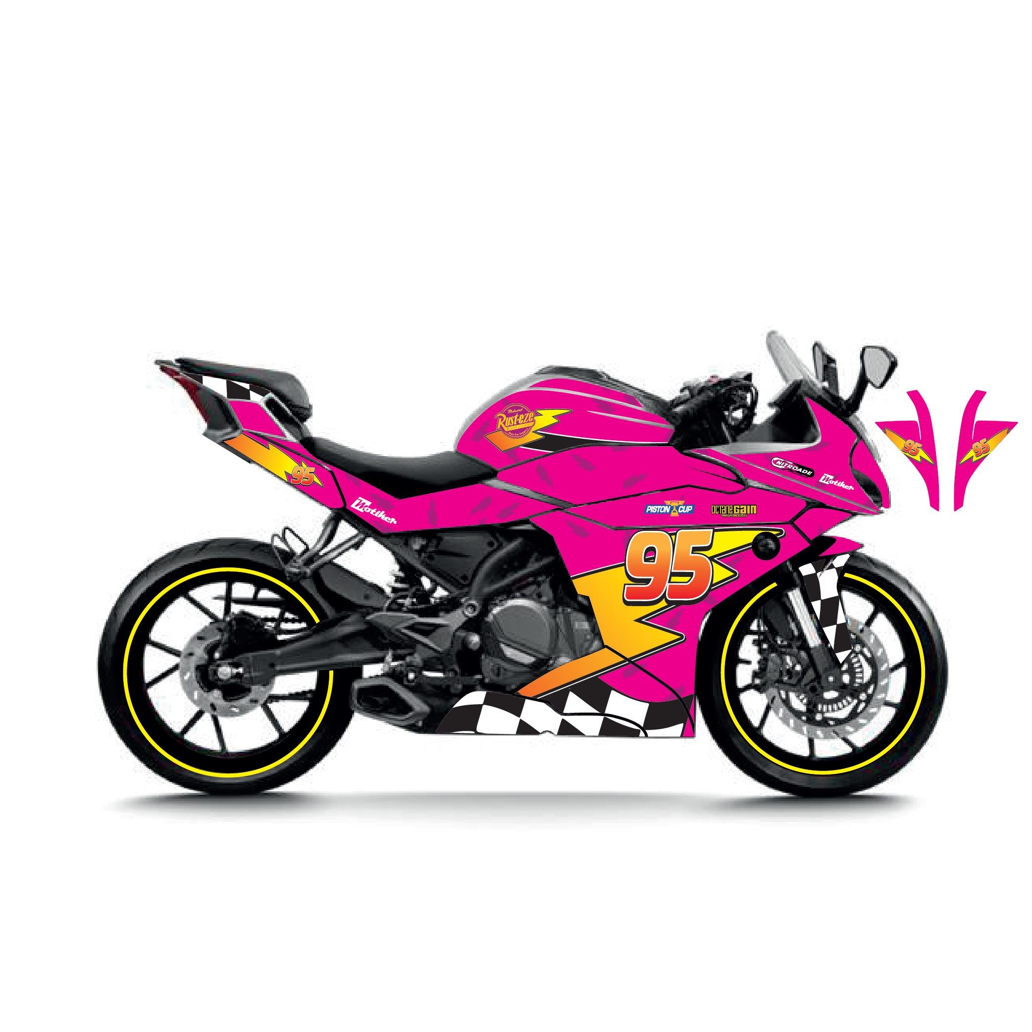250SRCFMOTO 250SR McQueen Pembe Sticker Parçalı Motosiklet Kaplama Etiket Modeli